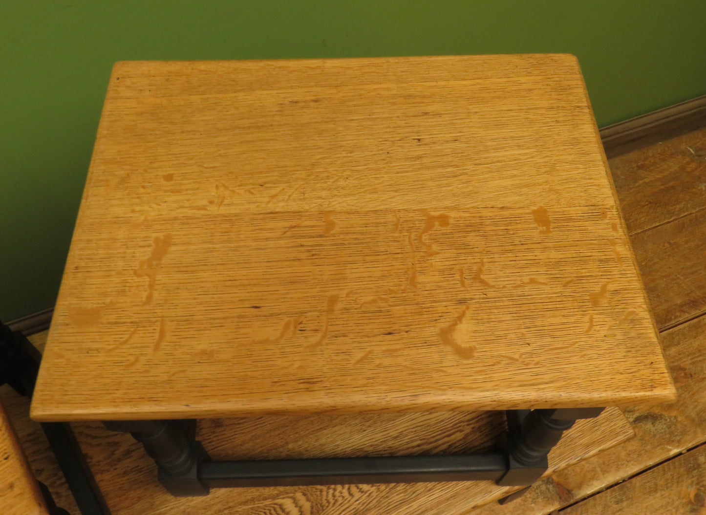 Vintage Nest of Tables with Black Bases and wooden tops