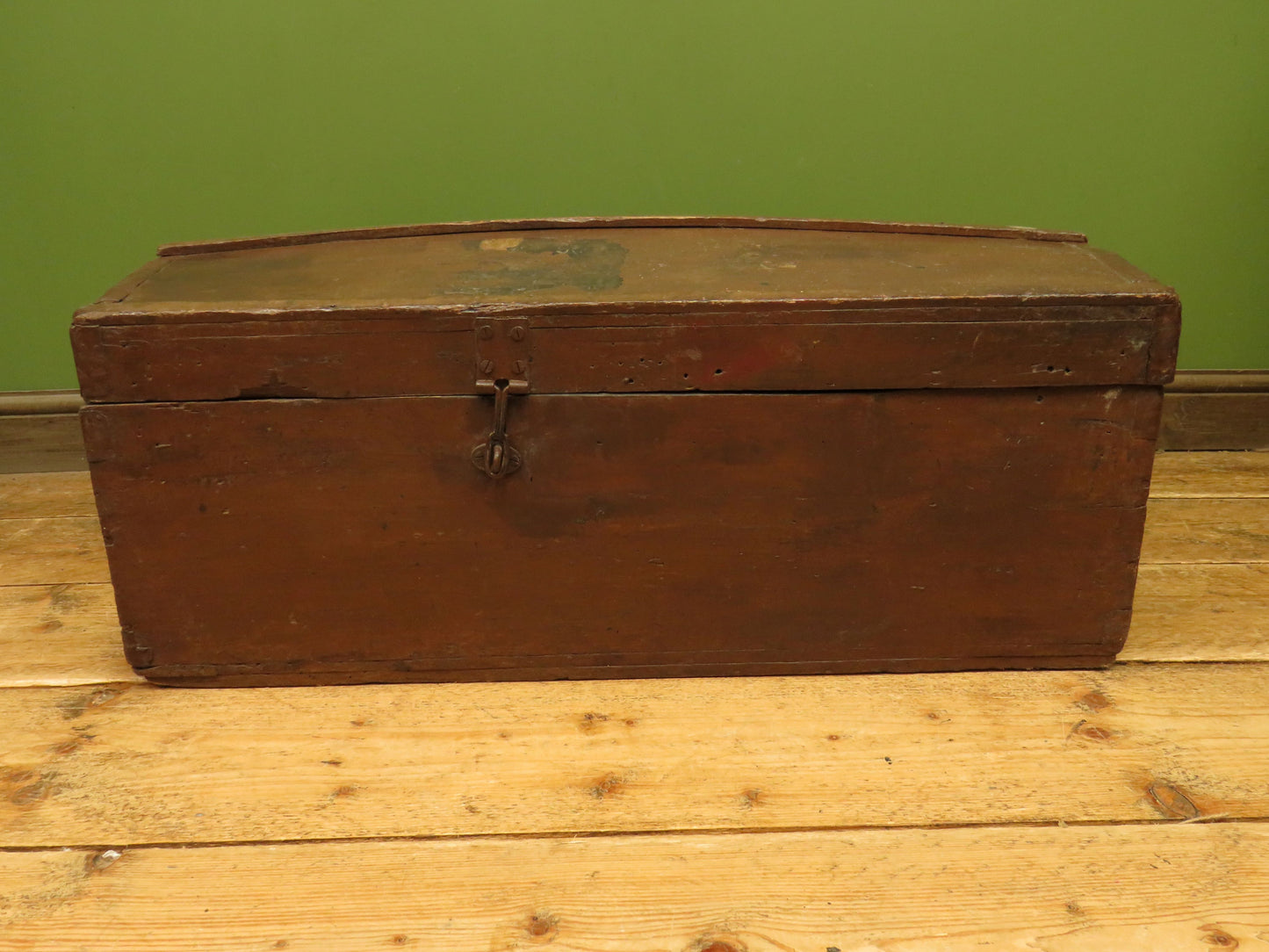 Old Painted Wooden Carriage Trunk