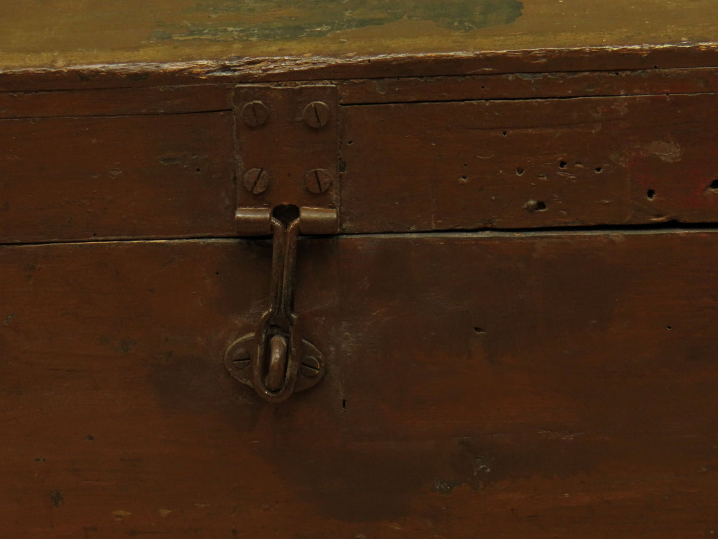 Old Painted Wooden Carriage Trunk