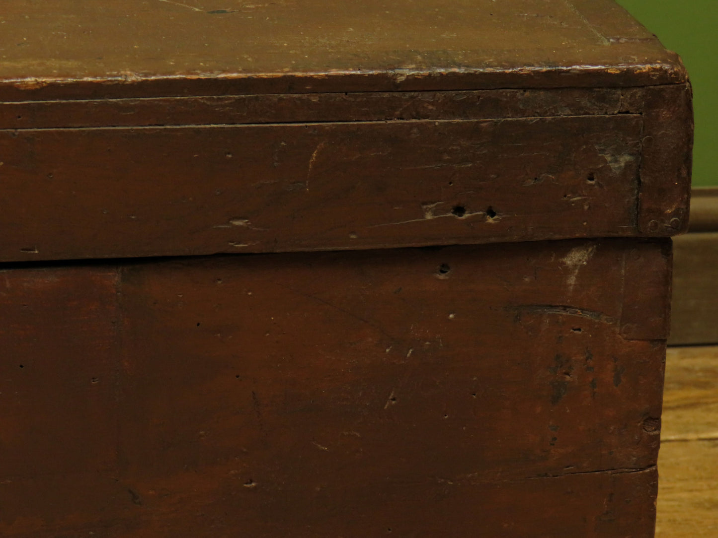 Old Painted Wooden Carriage Trunk