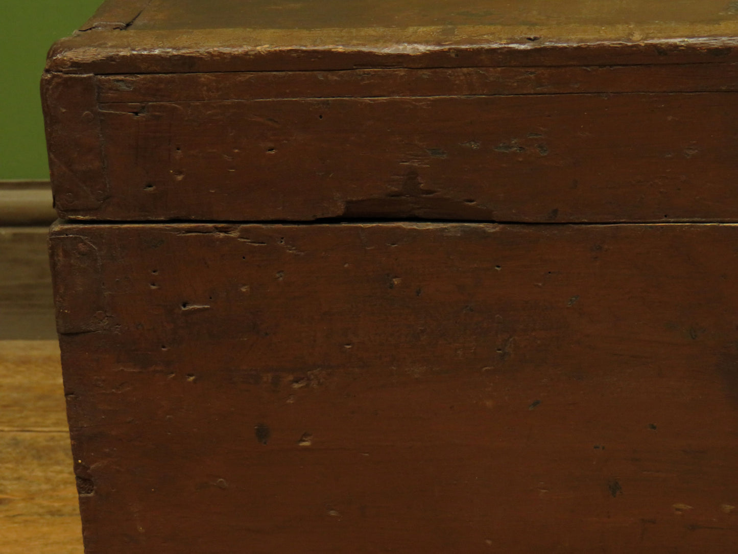 Old Painted Wooden Carriage Trunk