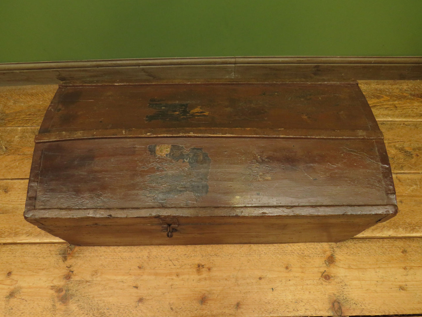 Old Painted Wooden Carriage Trunk