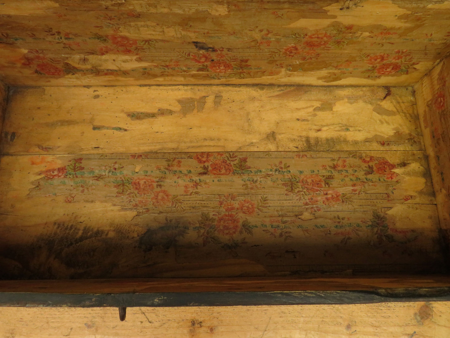 Old Painted Wooden Carriage Trunk