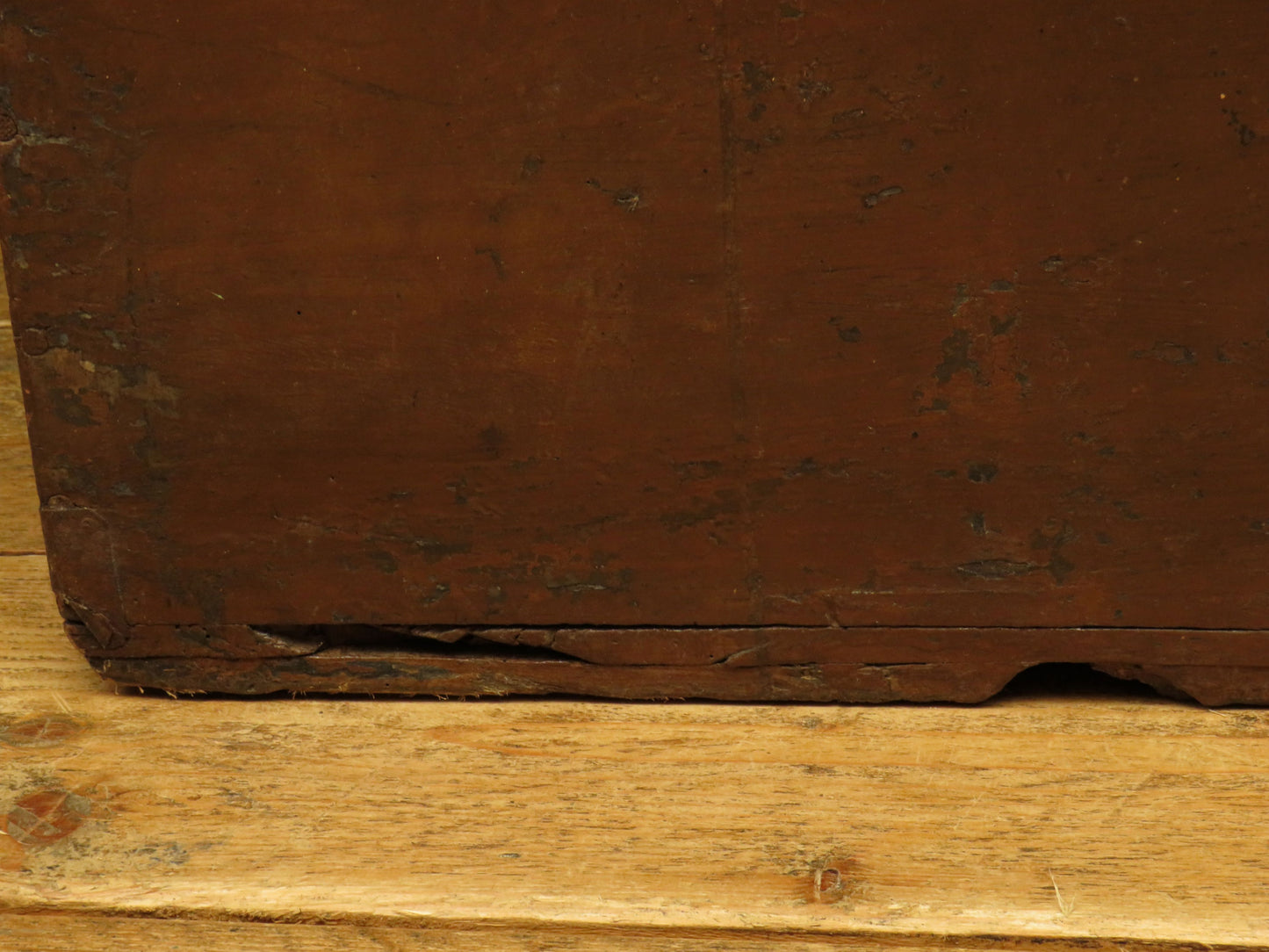 Old Painted Wooden Carriage Trunk