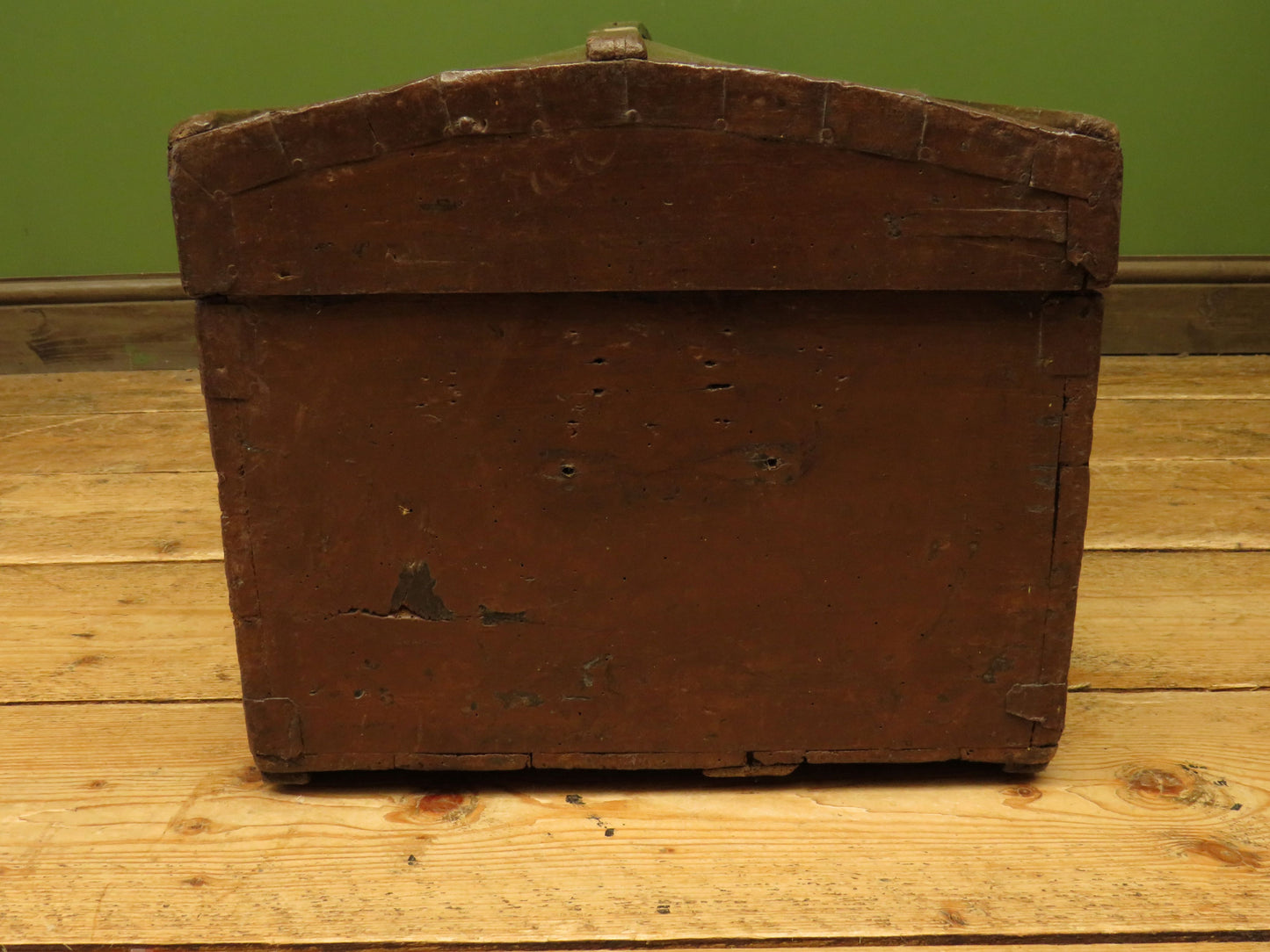 Old Painted Wooden Carriage Trunk