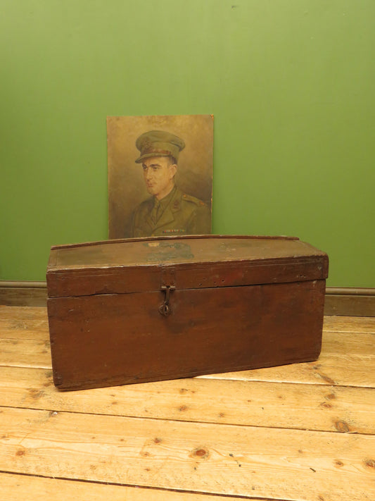 Old Painted Wooden Carriage Trunk