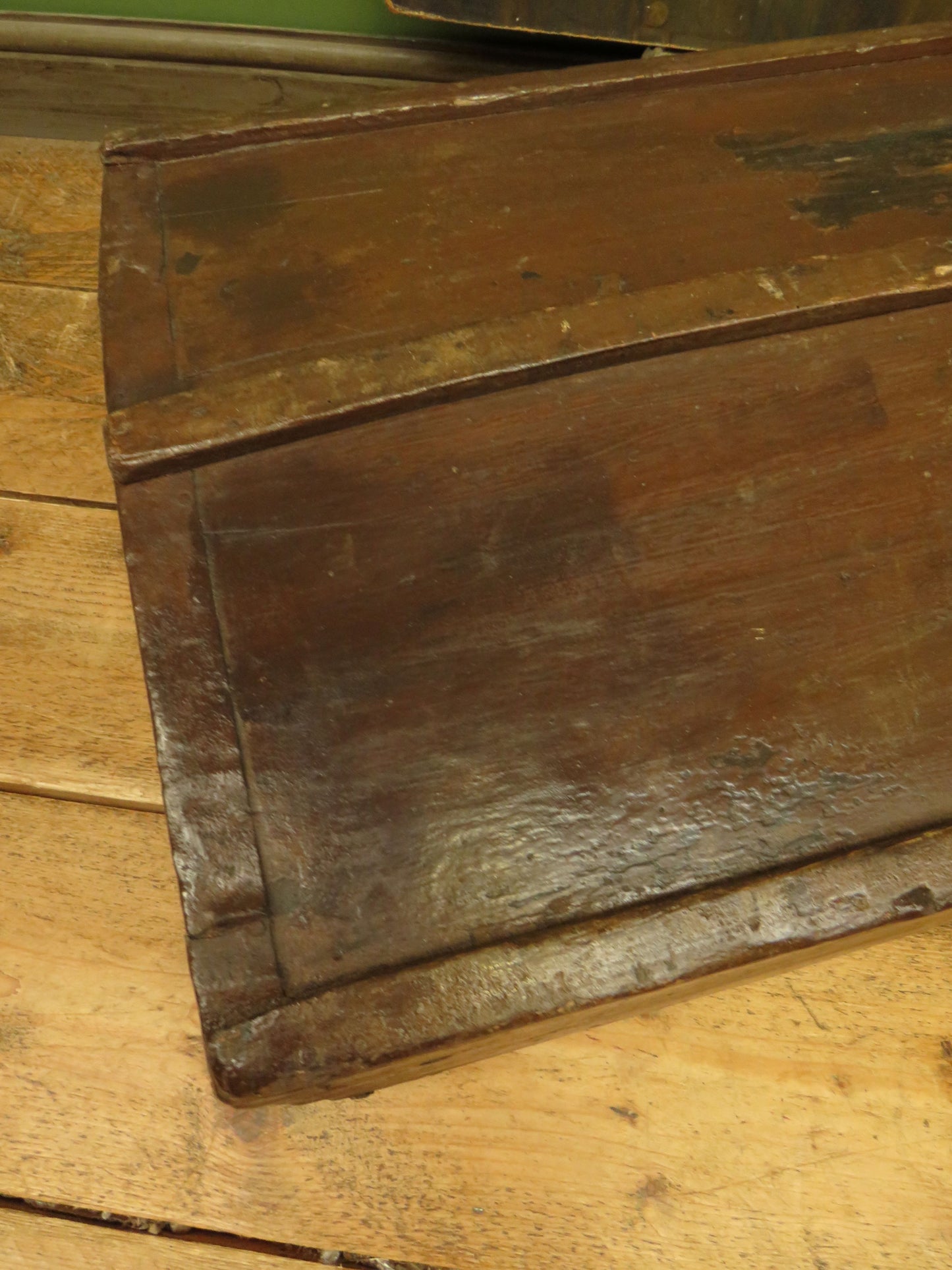 Old Painted Wooden Carriage Trunk