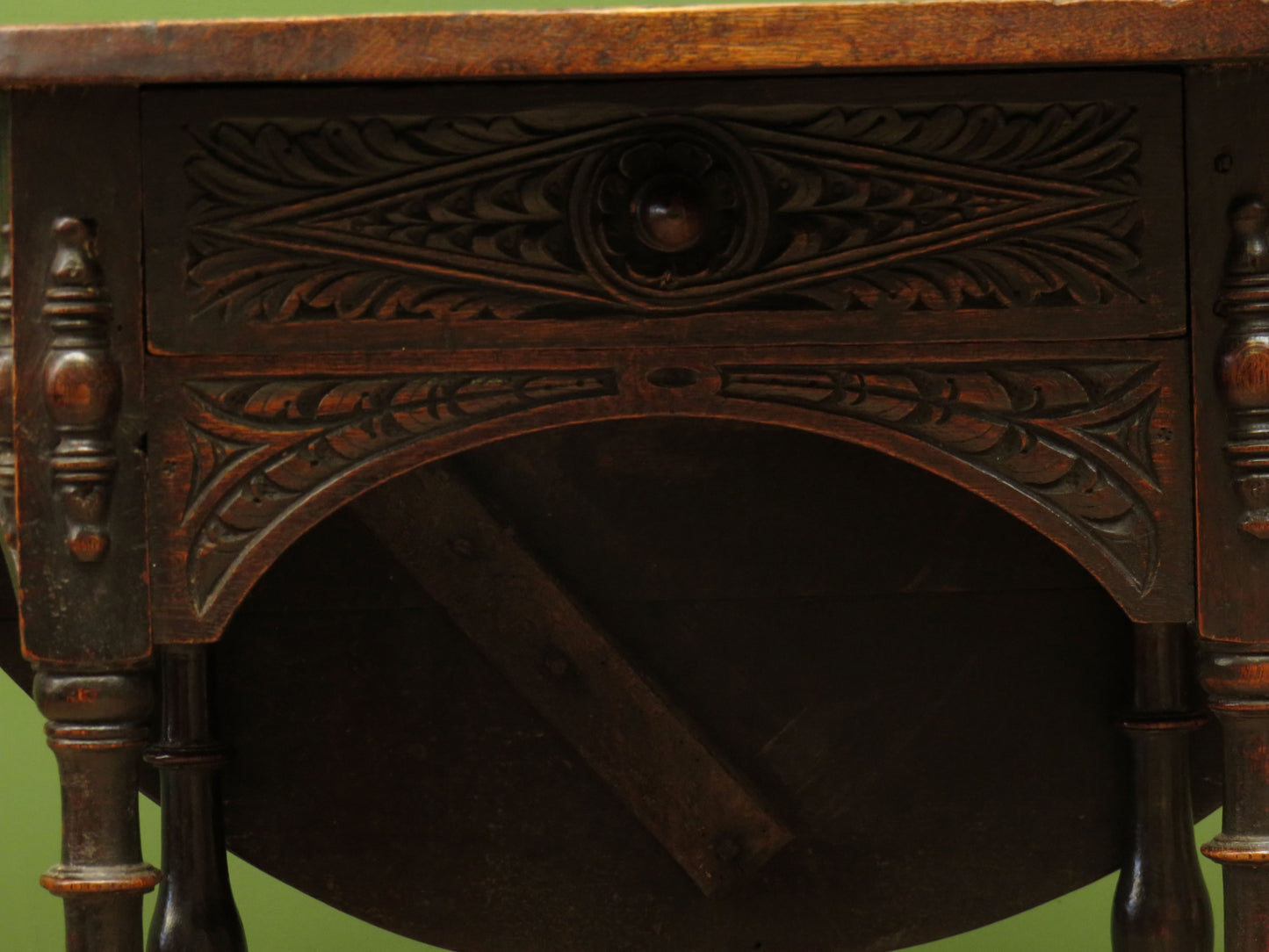 Victorian Oval Oak Drop Leaf Table with Drawer, suitable for occasional dining