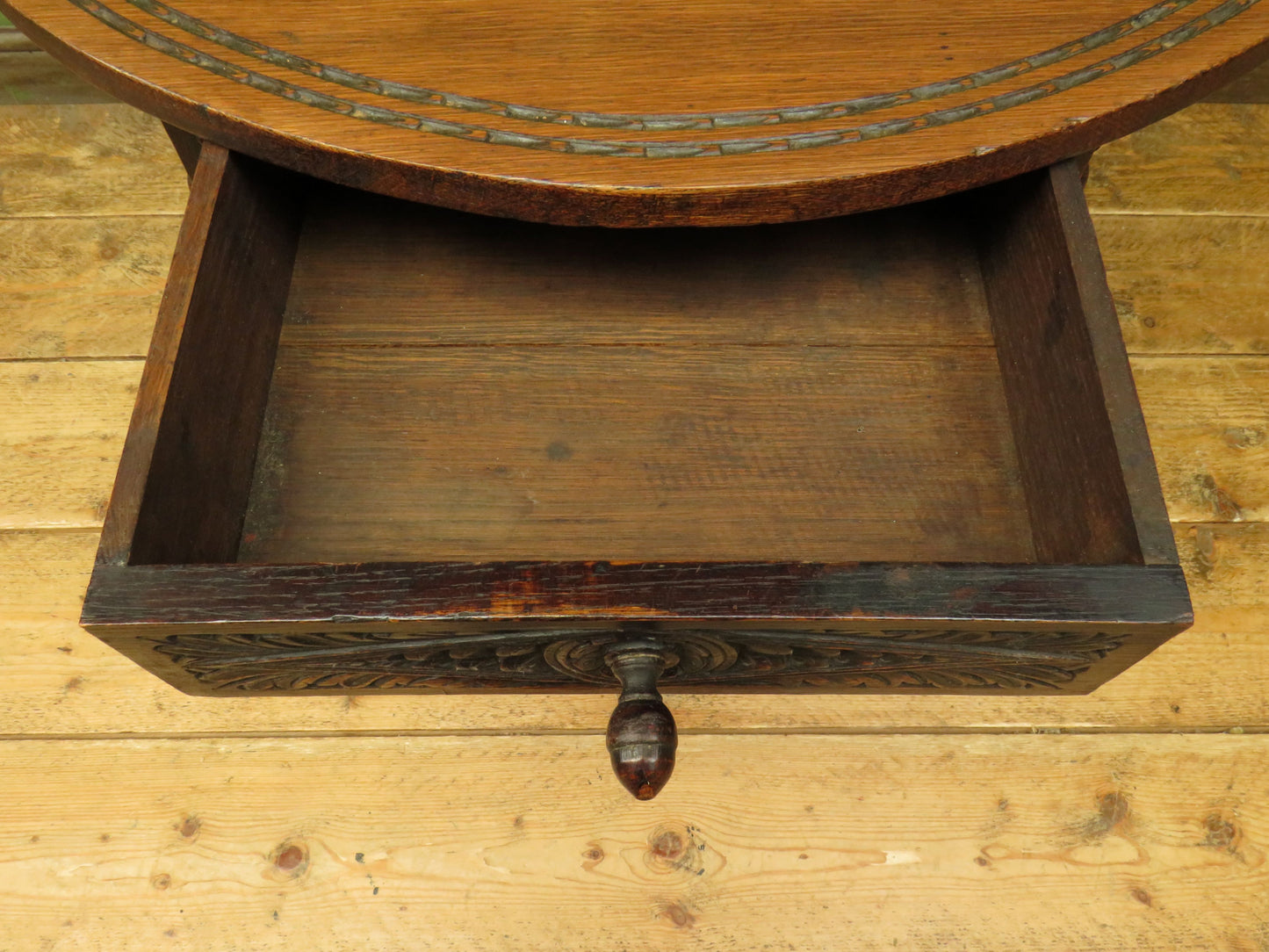 Victorian Oval Oak Drop Leaf Table with Drawer, suitable for occasional dining