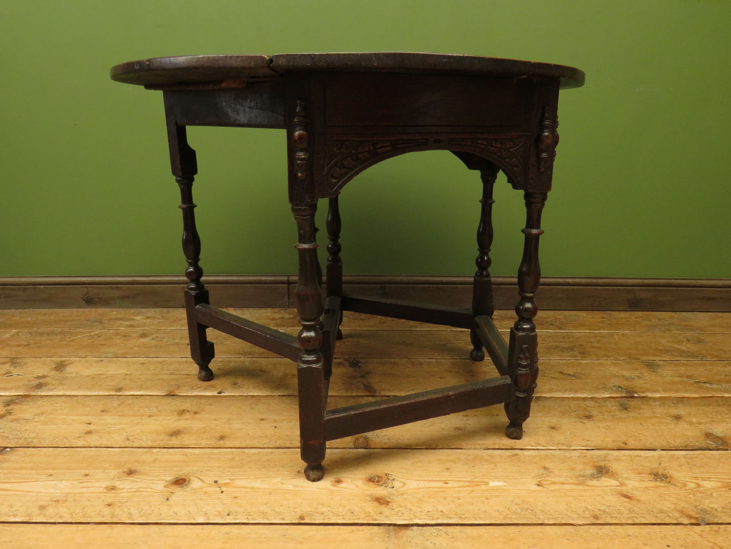 Victorian Oval Oak Drop Leaf Table with Drawer, suitable for occasional dining
