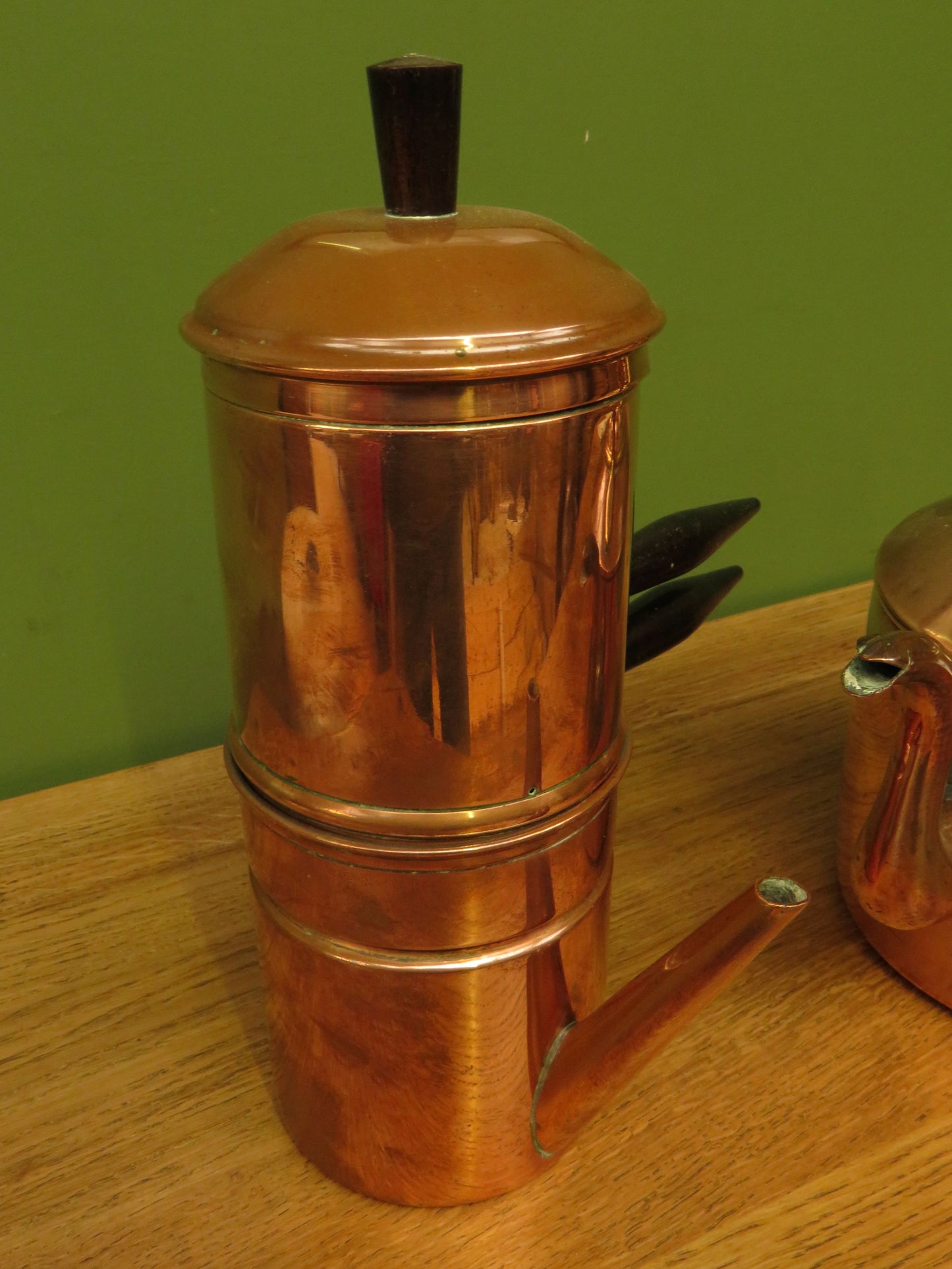 Vintage 1960s Douro Copperware Neapolitan Italian Coffee Maker & a copper kettle