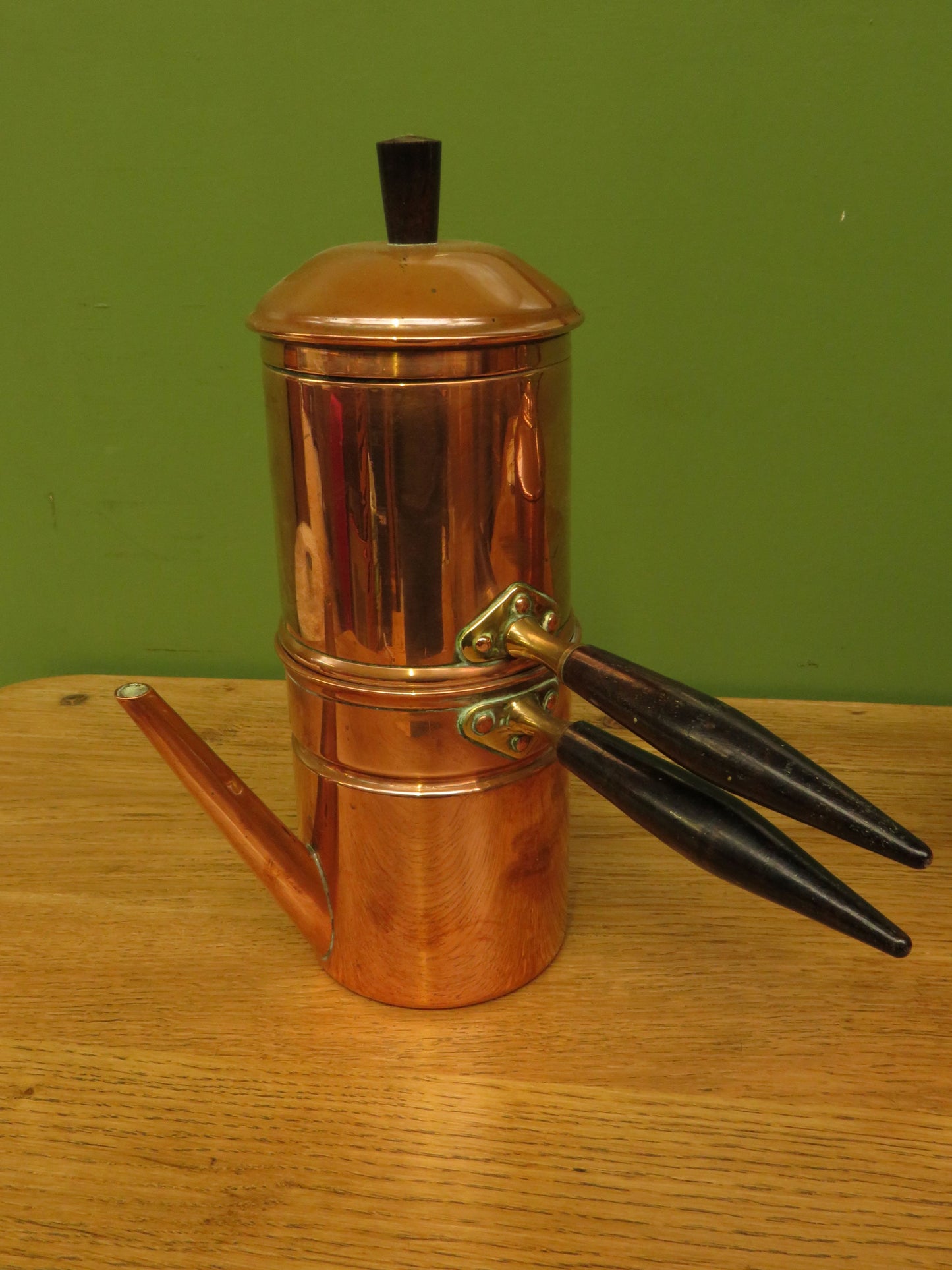 Vintage 1960s Douro Copperware Neapolitan Italian Coffee Maker & a copper kettle