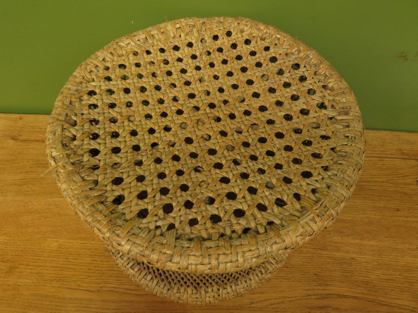Vintage Boho woven wicker footstool