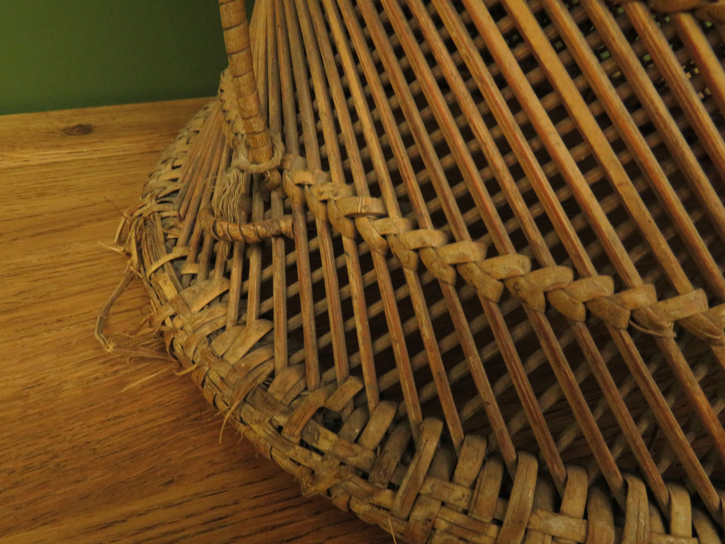 Vintage Boho woven wicker footstool