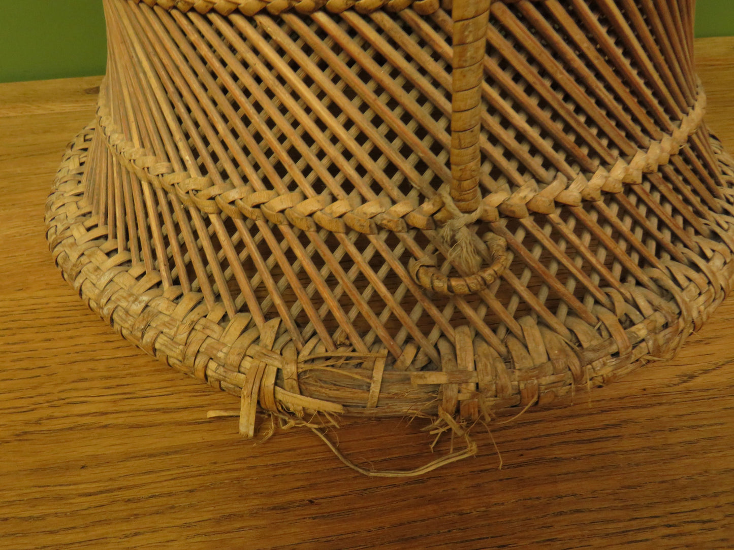 Vintage Boho woven wicker footstool
