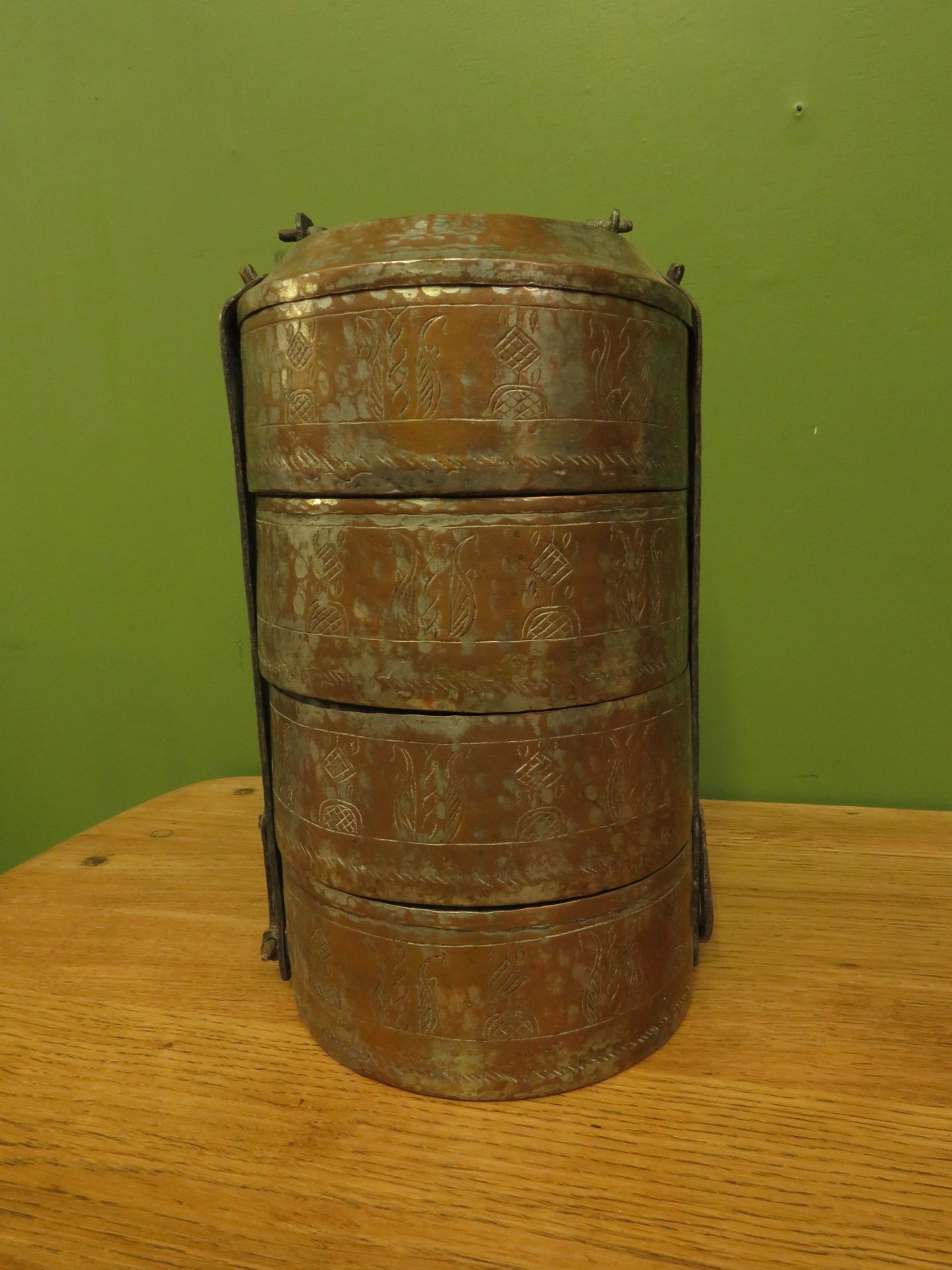 Vintage Indian Brass Tiffin Dabbawala Lunch Box