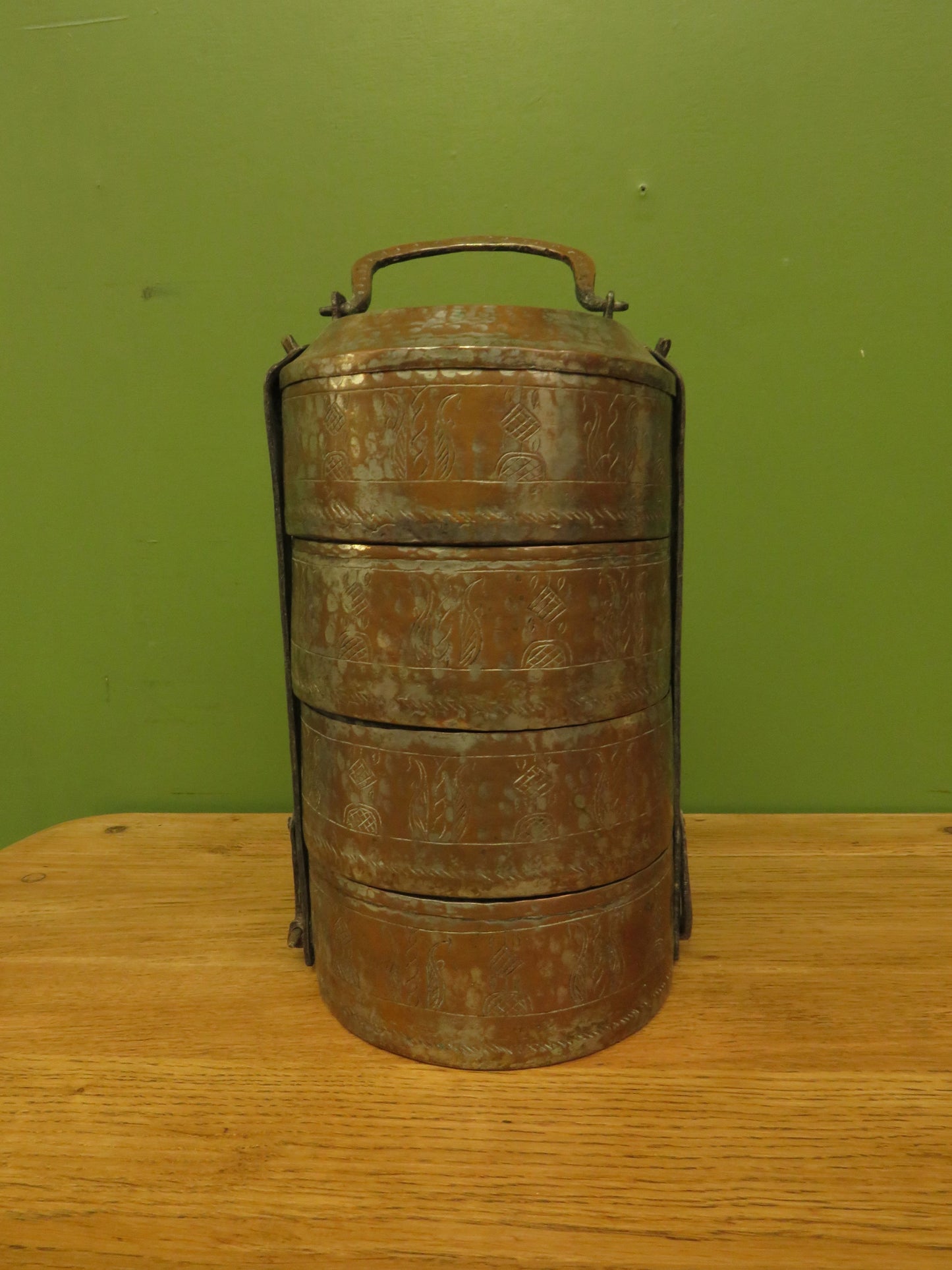 Vintage Indian Brass Tiffin Dabbawala Lunch Box
