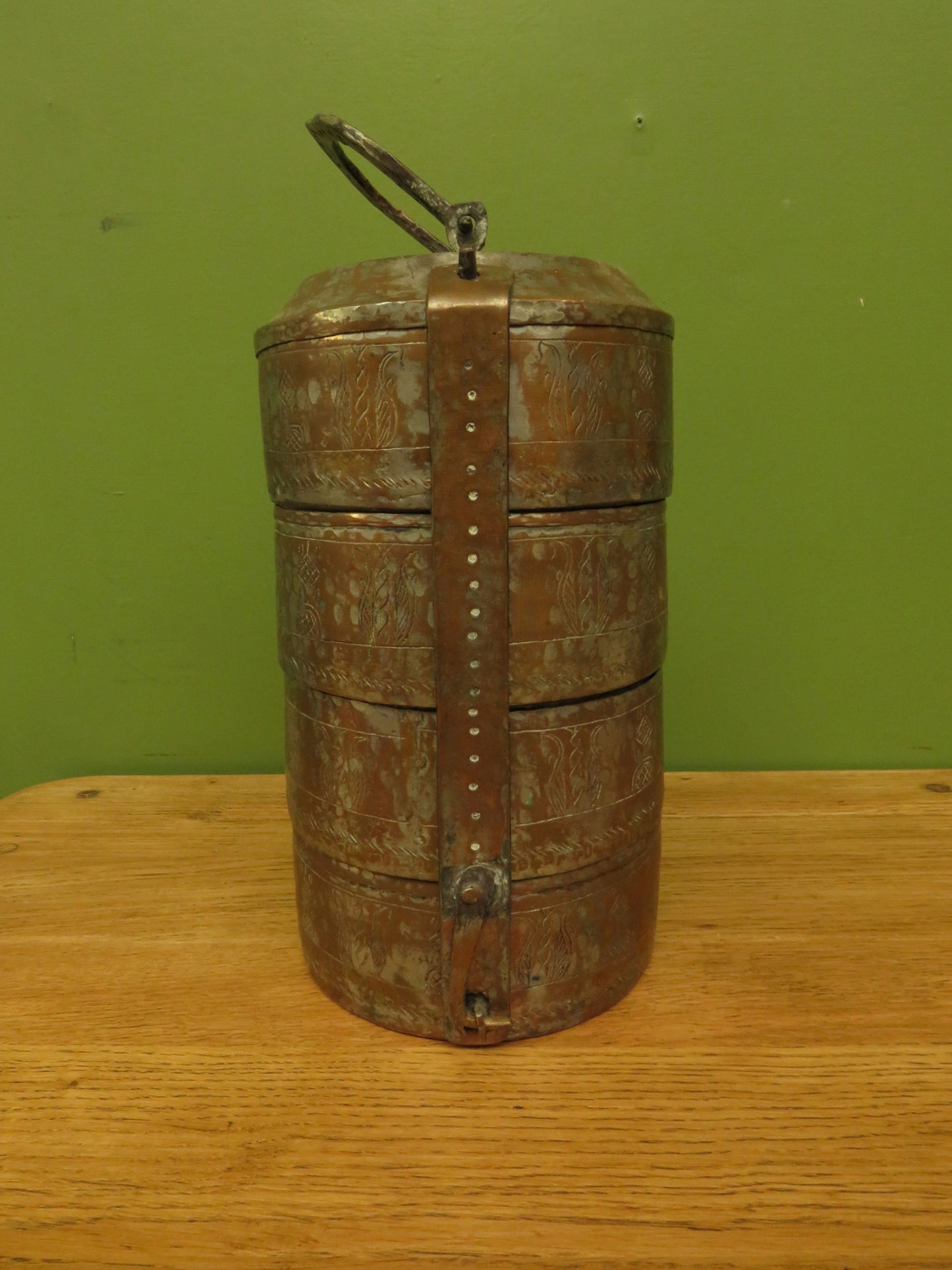 Vintage Indian Brass Tiffin Dabbawala Lunch Box
