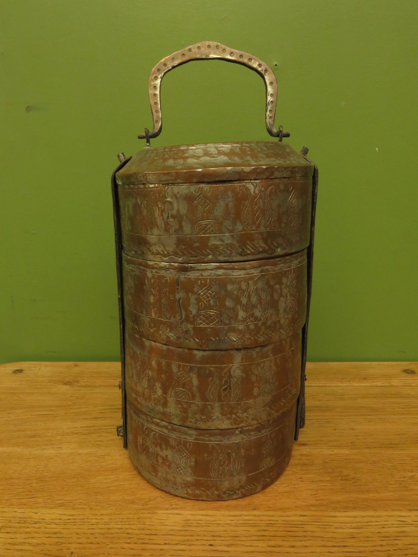 Vintage Indian Brass Tiffin Dabbawala Lunch Box