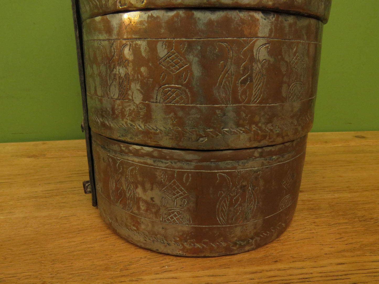 Vintage Indian Brass Tiffin Dabbawala Lunch Box