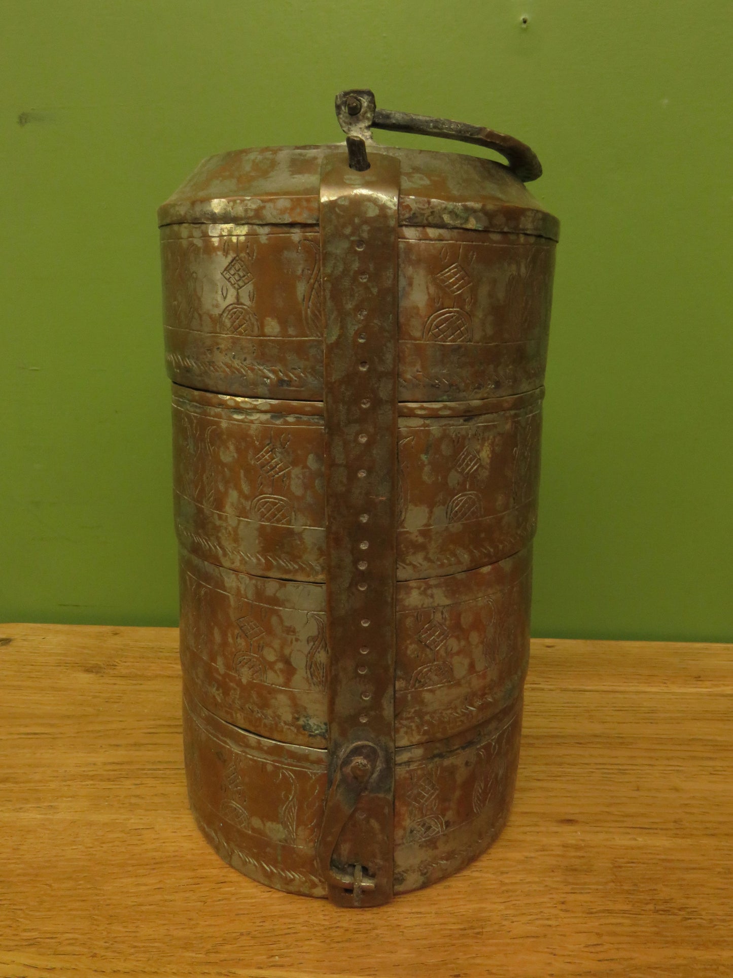 Vintage Indian Brass Tiffin Dabbawala Lunch Box