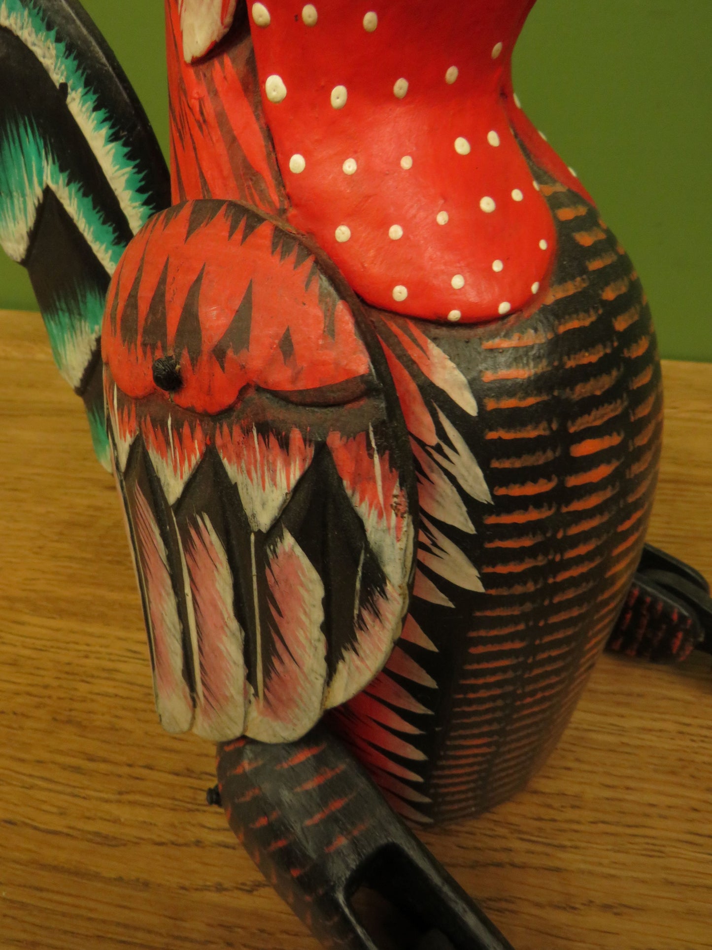 Large Vintage Wood Hand painted folk art chicken rooster decoration shelf sitter