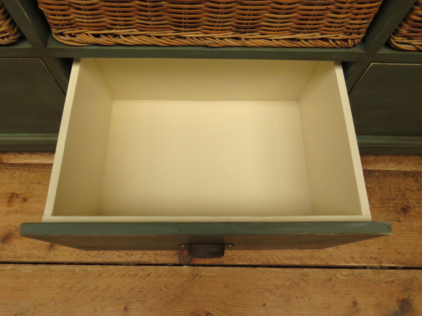 Rustic Green Shabby Chic Storage Basket Unit