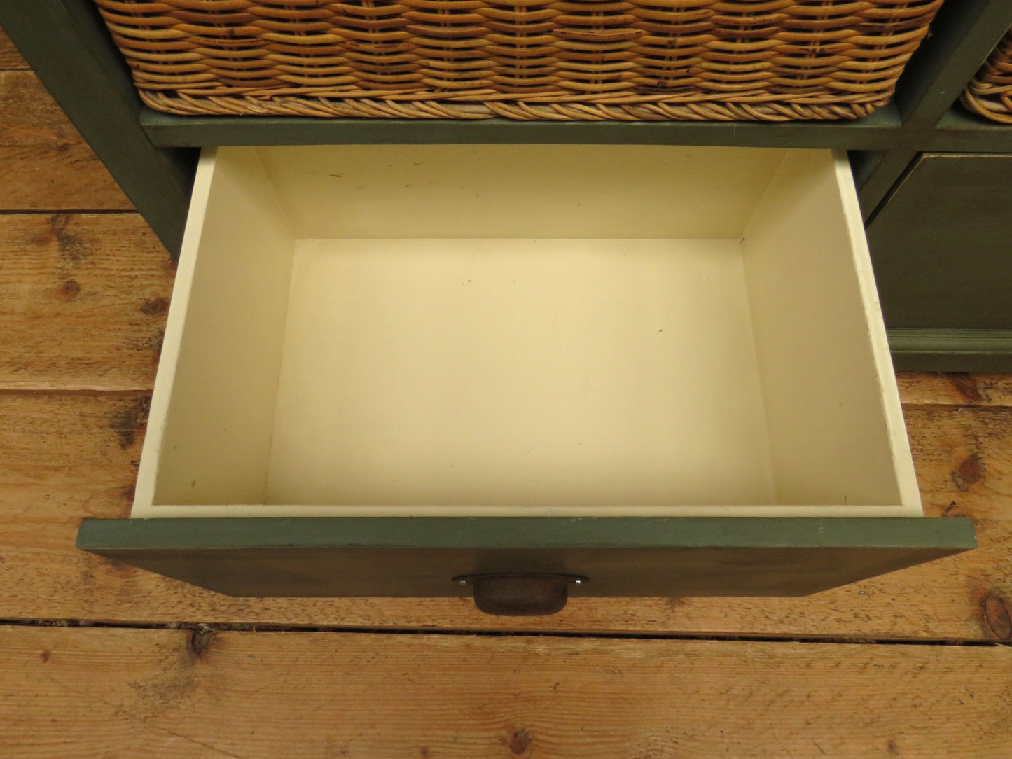 Rustic Green Shabby Chic Storage Basket Unit