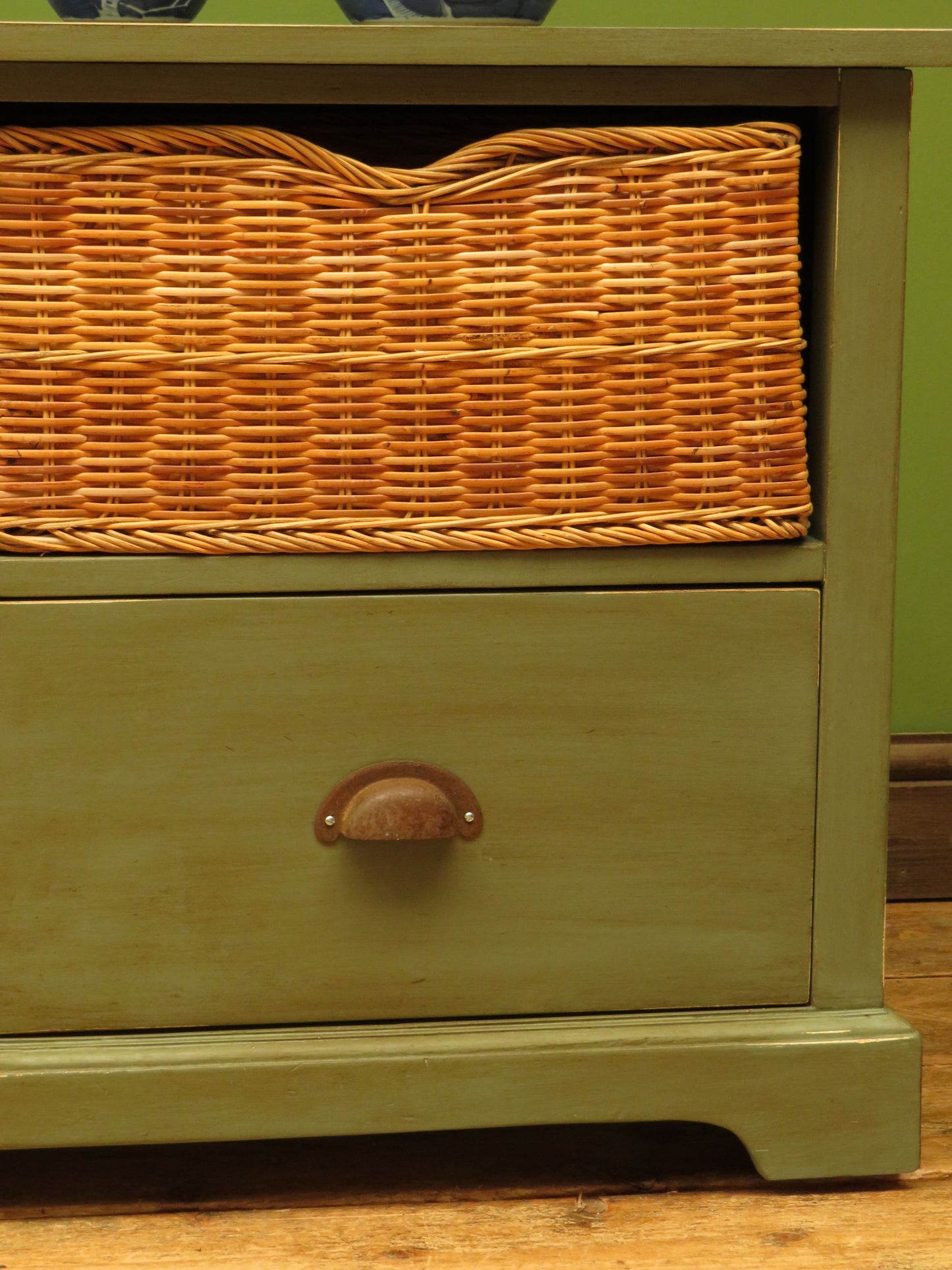 Rustic Green Shabby Chic Storage Basket Unit