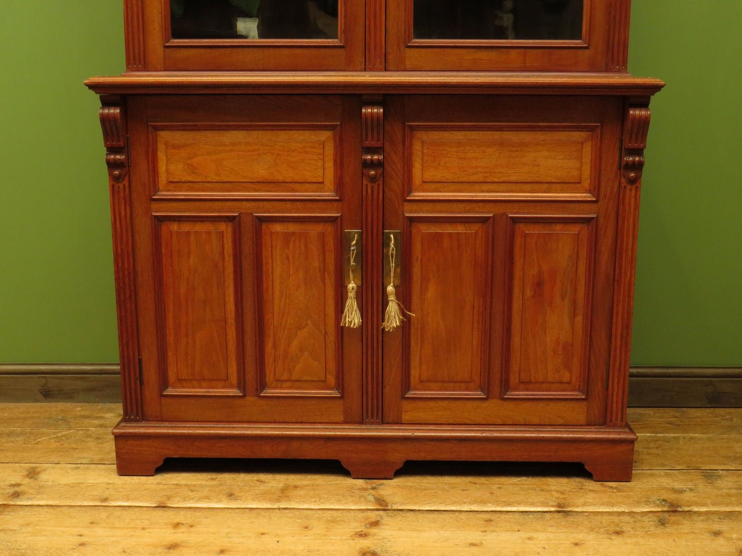 Antique Lockable Two Part Book Cabinet with Glazed Top
