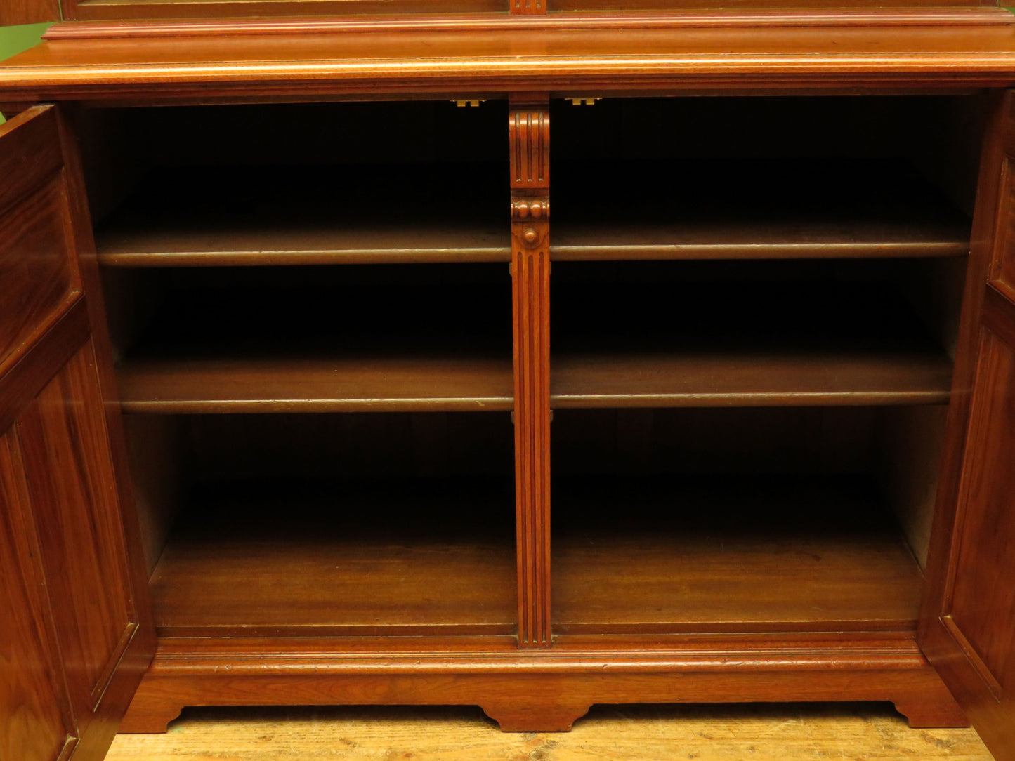 Antique Lockable Two Part Book Cabinet with Glazed Top