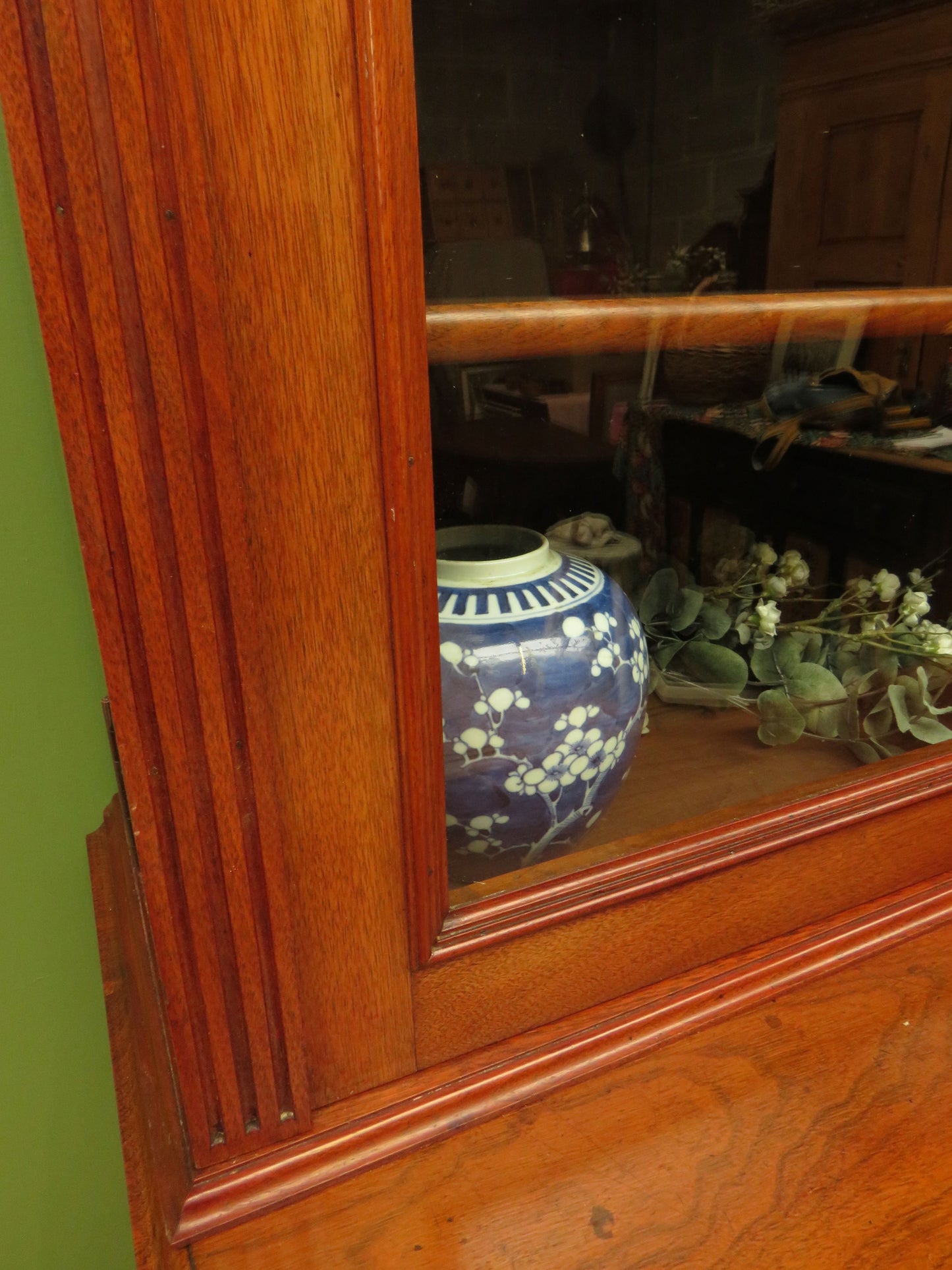 Antique Lockable Two Part Book Cabinet with Glazed Top