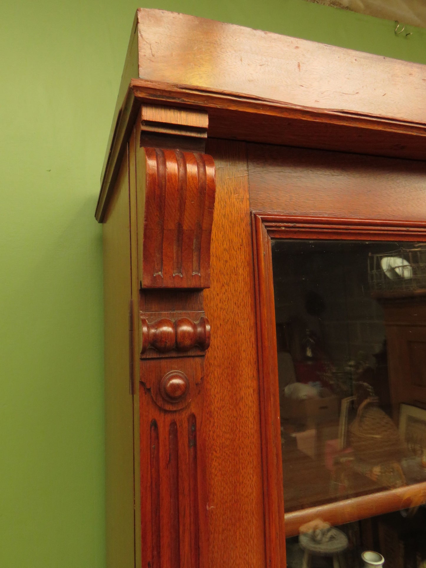 Antique Lockable Two Part Book Cabinet with Glazed Top