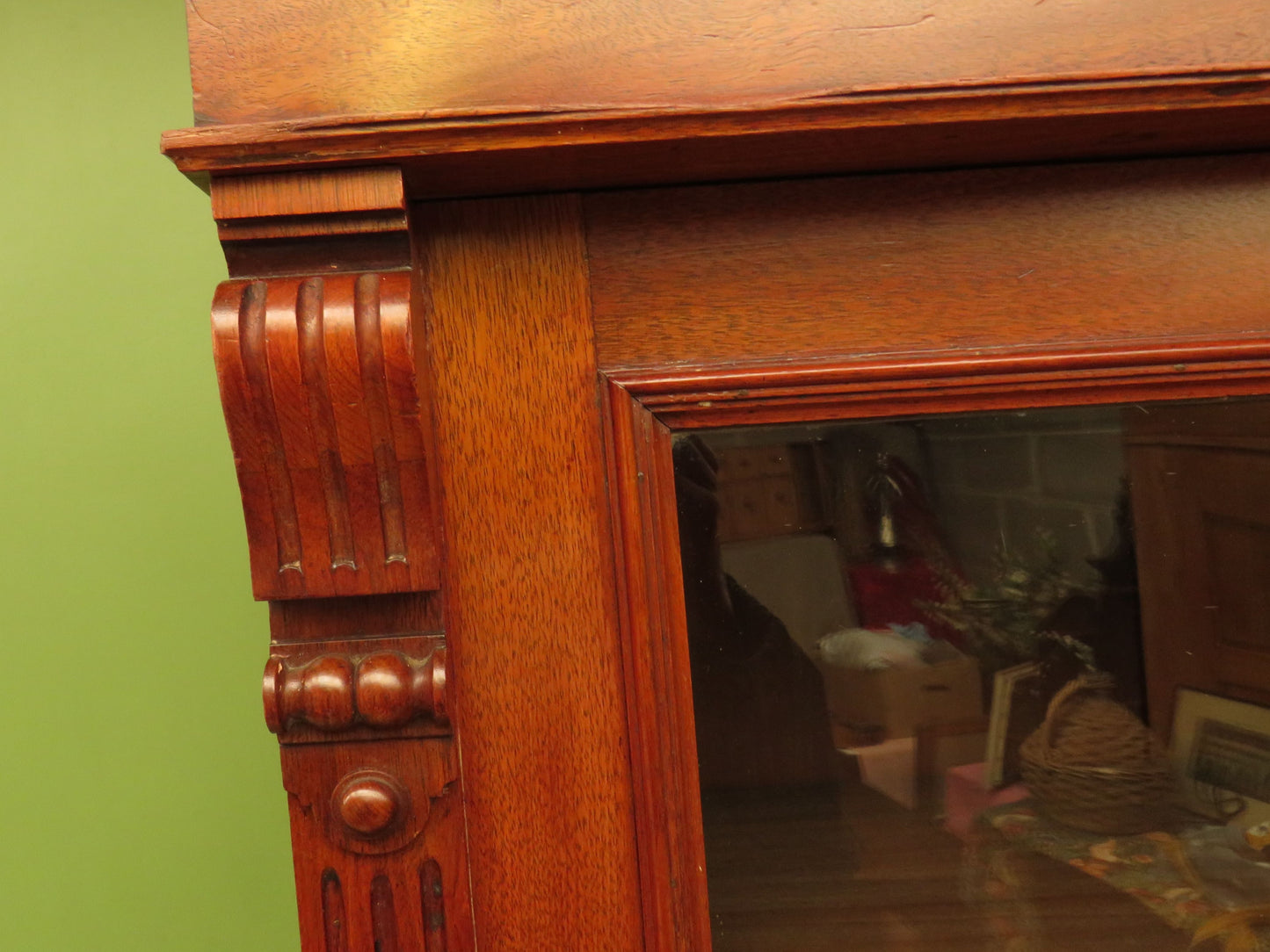 Antique Lockable Two Part Book Cabinet with Glazed Top