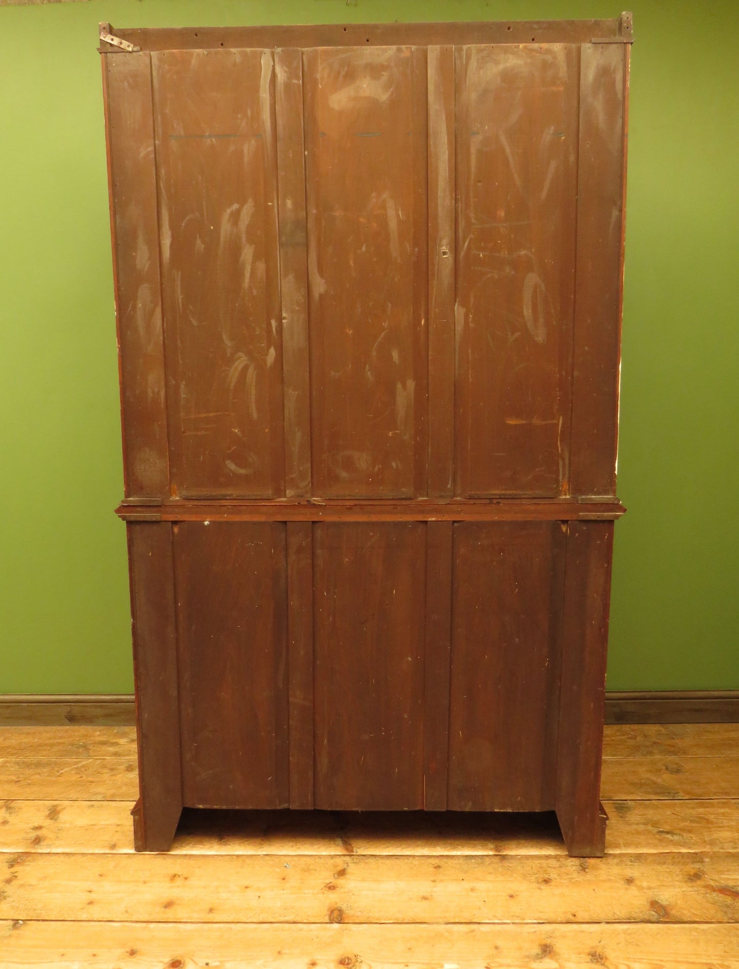 Antique Lockable Two Part Book Cabinet with Glazed Top