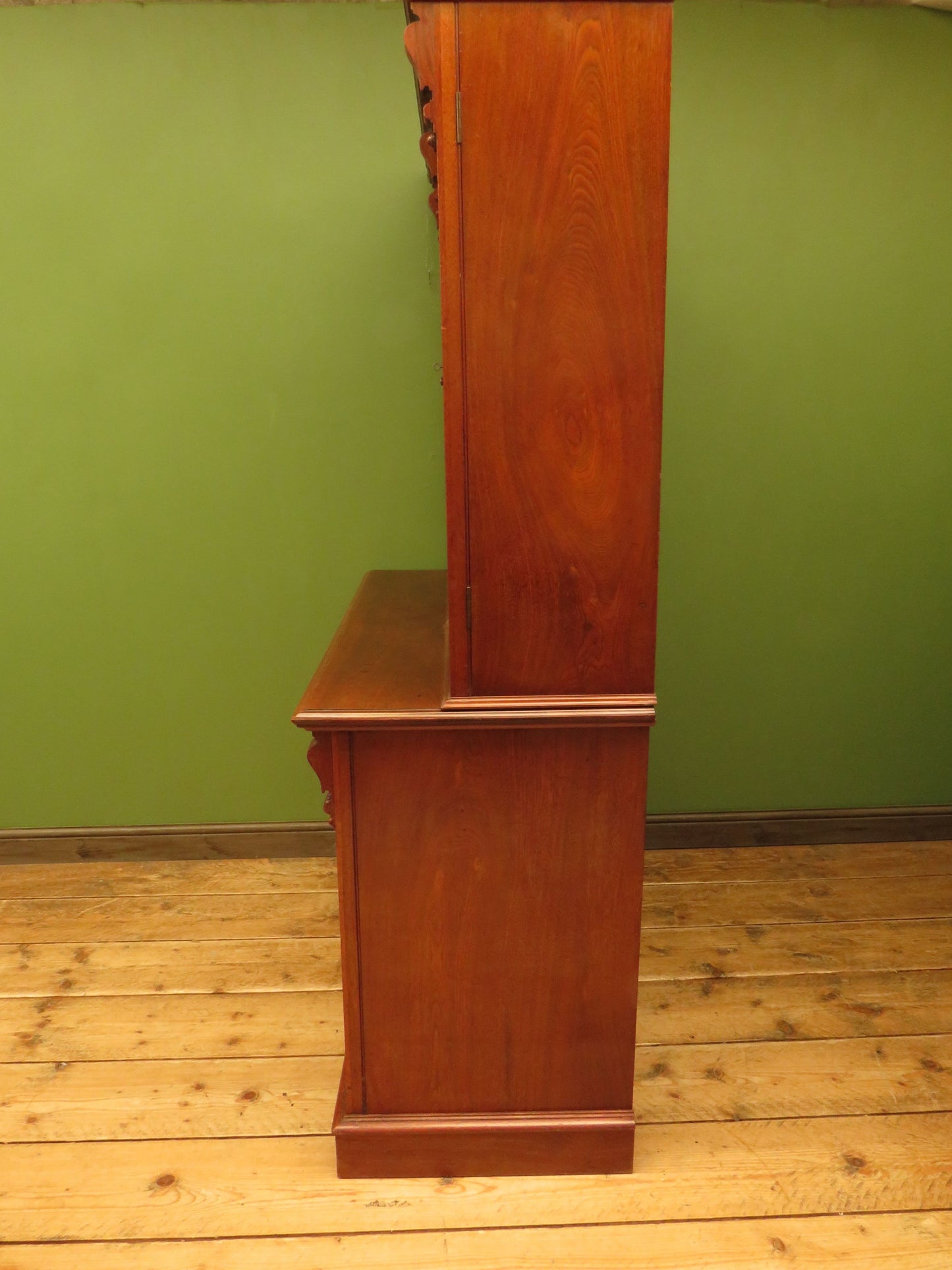 Antique Lockable Two Part Book Cabinet with Glazed Top