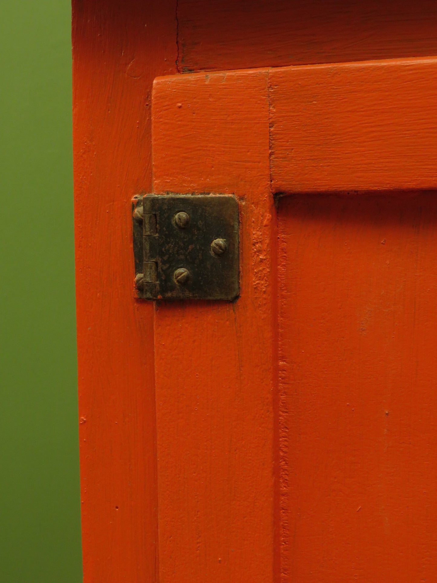Small Vintage Orange Enamelled Topped Cupboard for Bathroom or Kitchen Storage