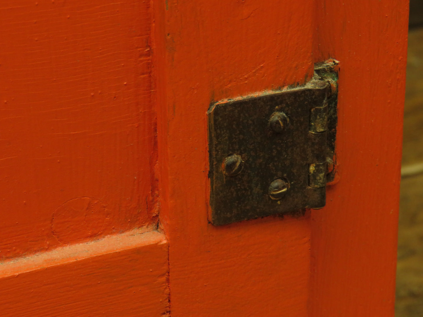 Small Vintage Orange Enamelled Topped Cupboard for Bathroom or Kitchen Storage