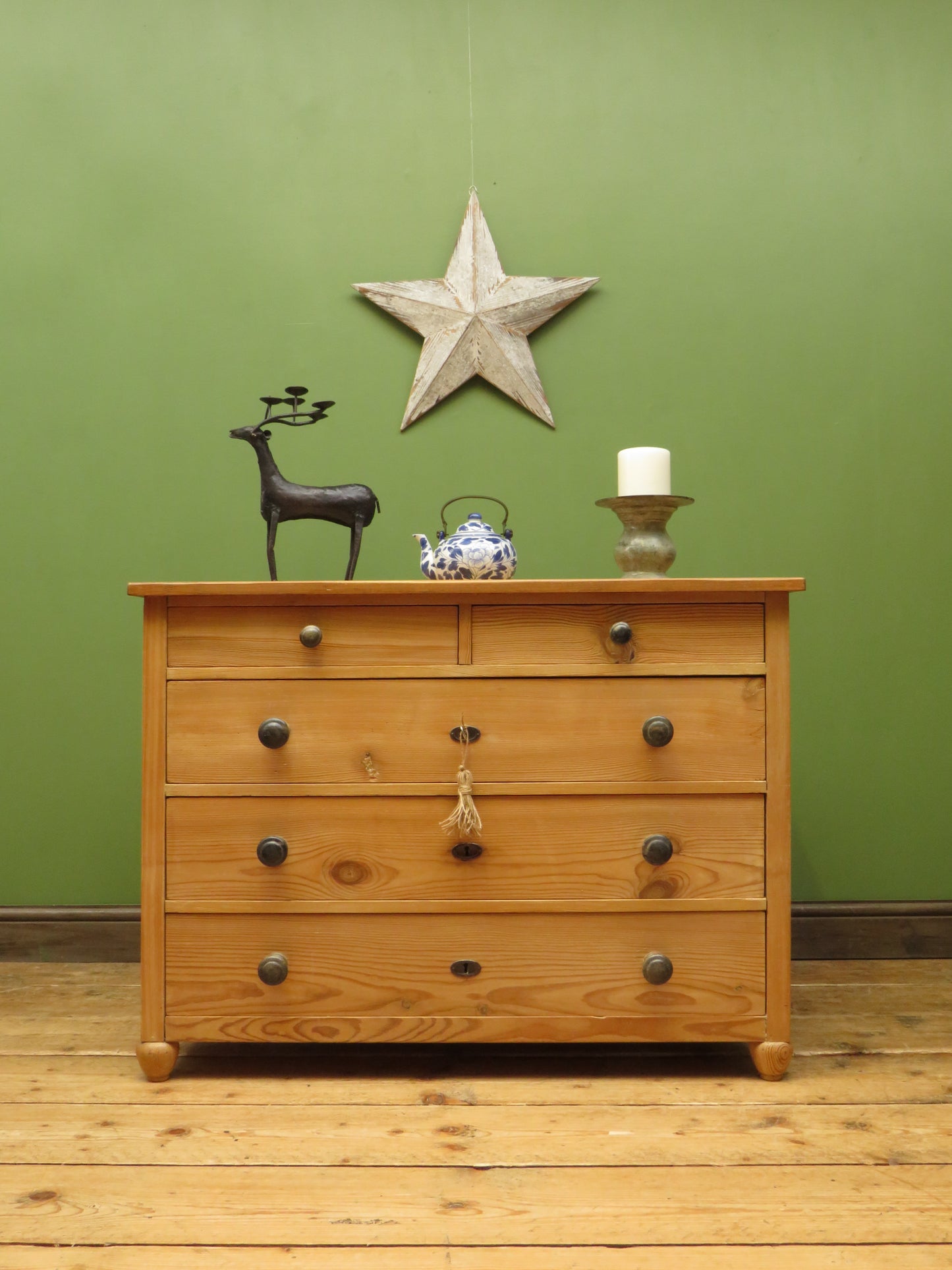 Antique Continental Pitch Pine Chest of Drawers