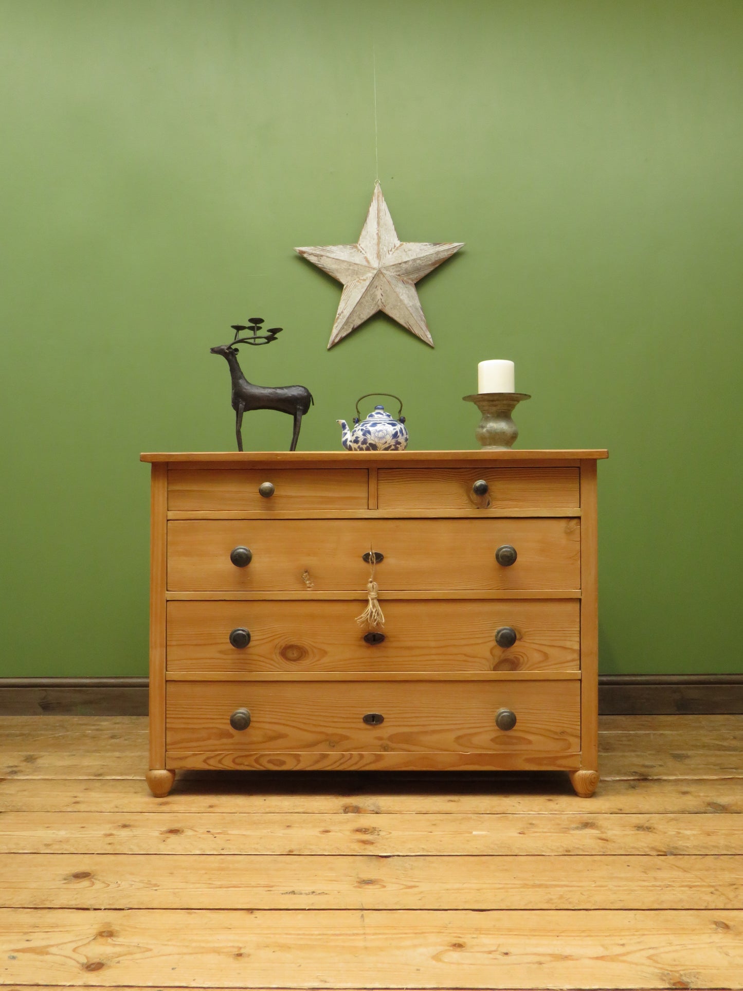 Antique Continental Pitch Pine Chest of Drawers