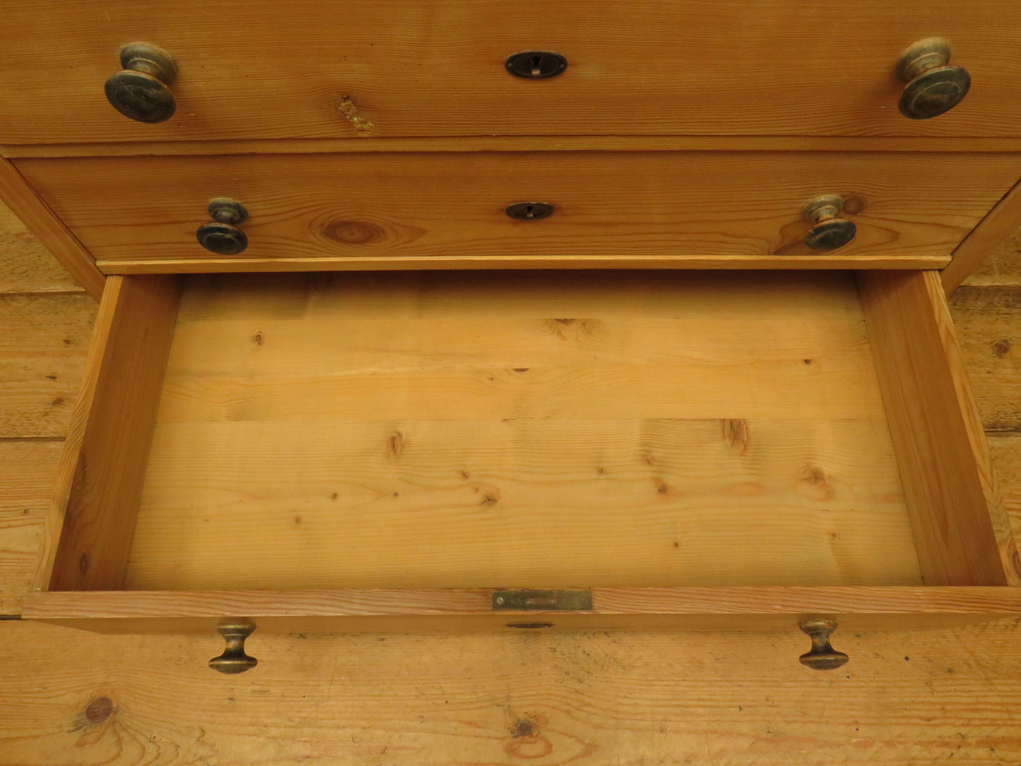 Antique Continental Pitch Pine Chest of Drawers
