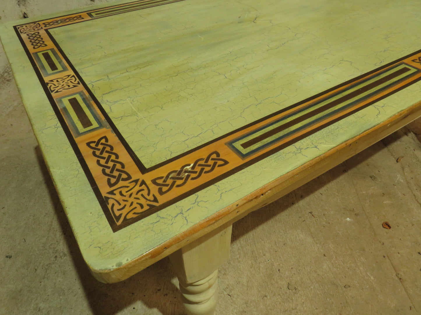 Large Hand Painted Celtic Viking Themed Table owned by Tina Turner