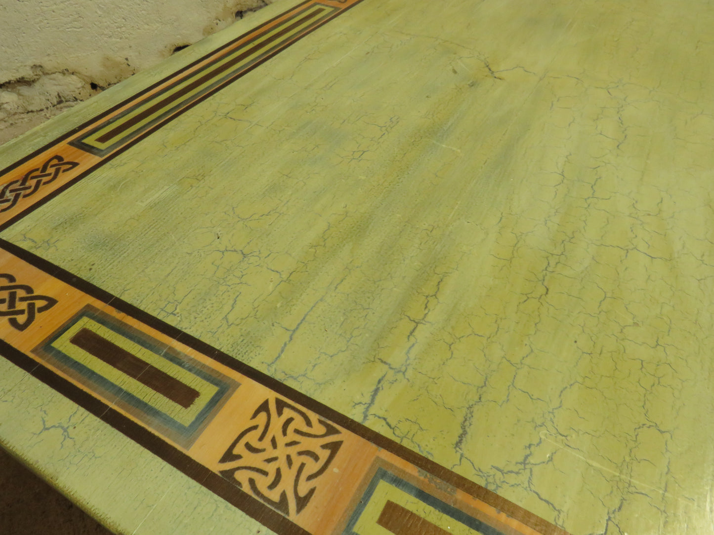 Large Hand Painted Celtic Viking Themed Table owned by Tina Turner
