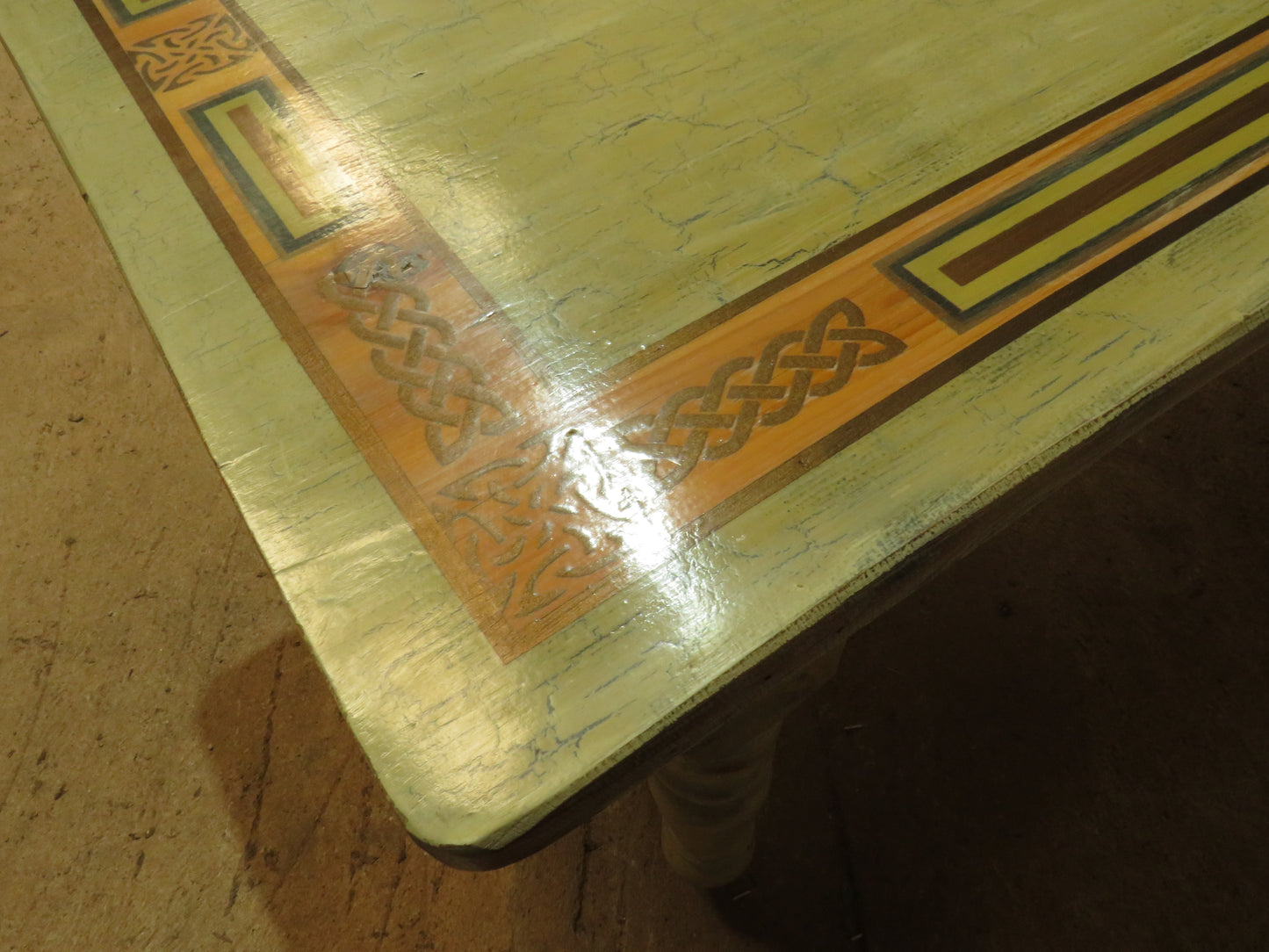 Large Hand Painted Celtic Viking Themed Table owned by Tina Turner