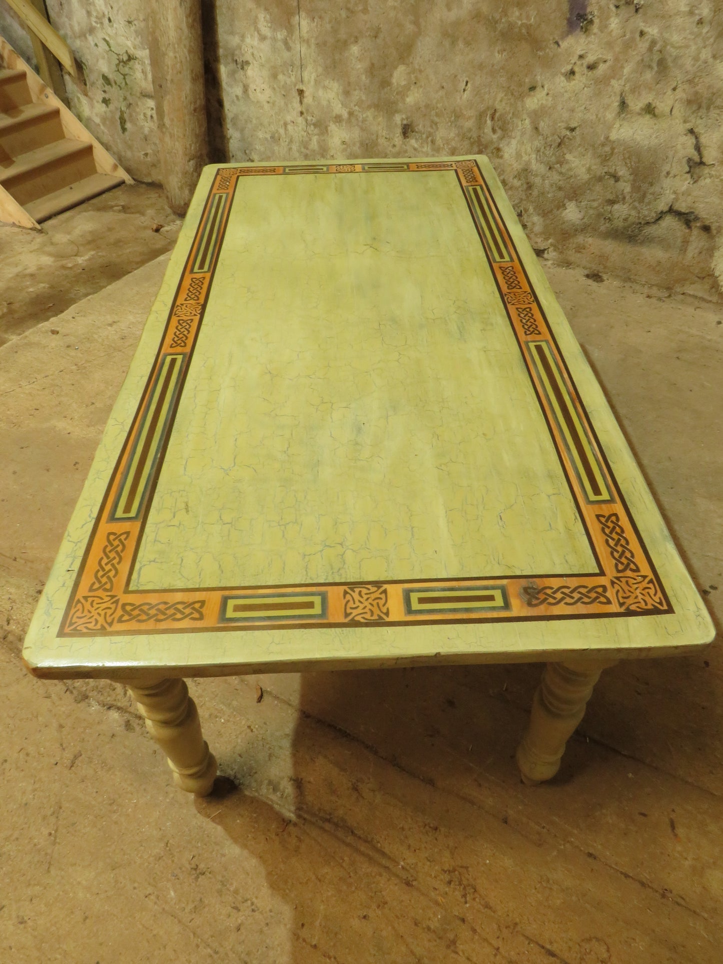 Large Hand Painted Celtic Viking Themed Table owned by Tina Turner