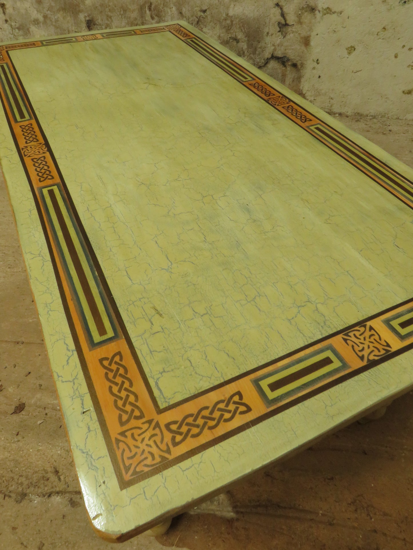 Large Hand Painted Celtic Viking Themed Table owned by Tina Turner