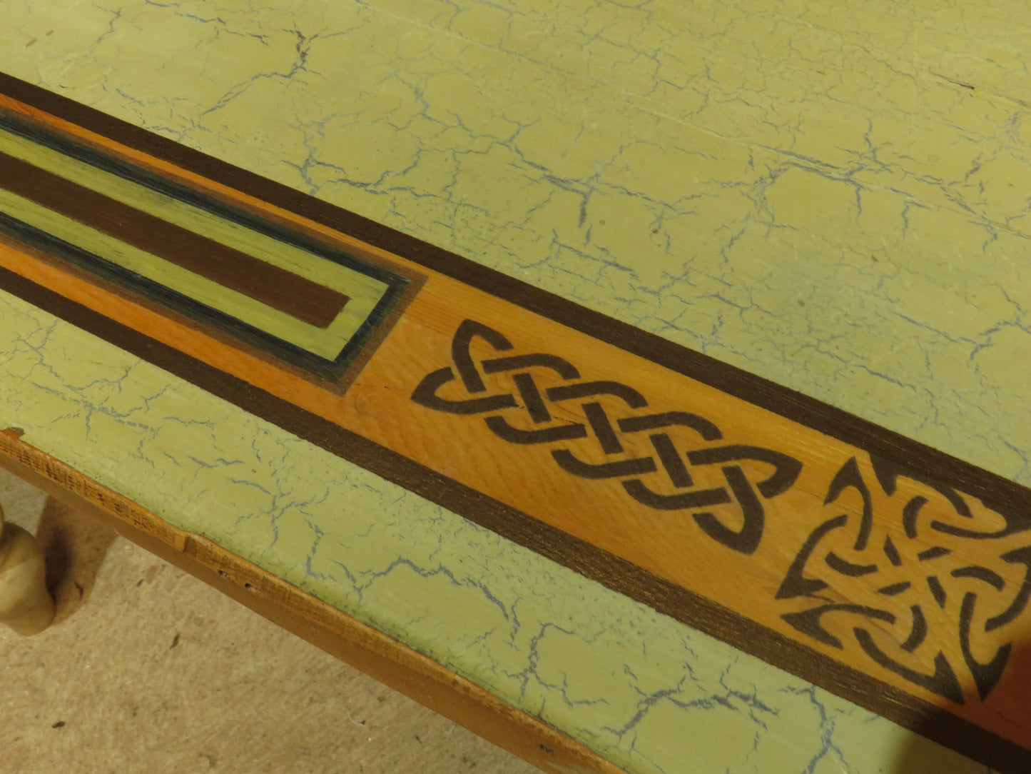 Large Hand Painted Celtic Viking Themed Table owned by Tina Turner