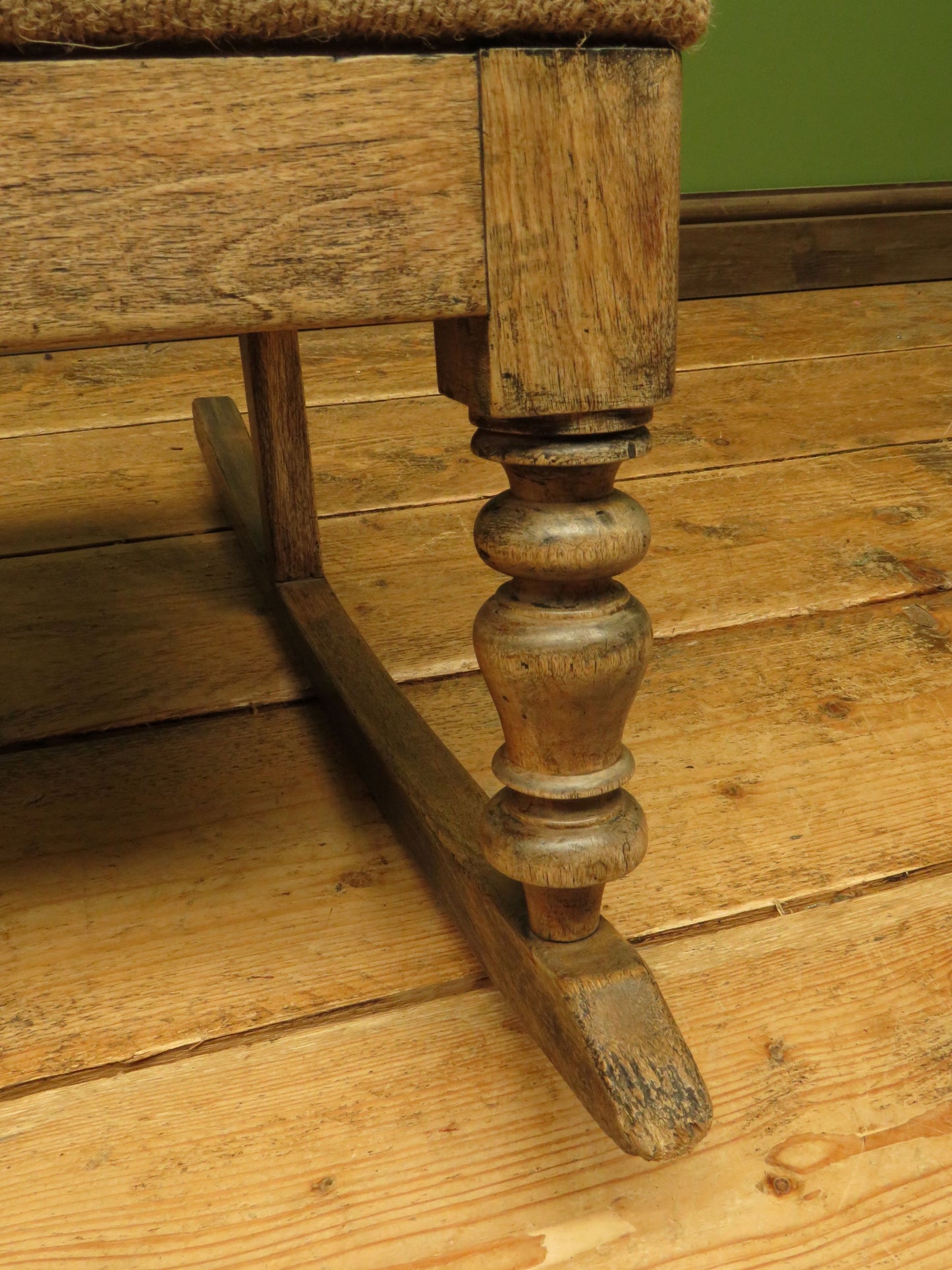 Rustic Country Elm Rocking Chair with Burlap Sack Cloth Seat