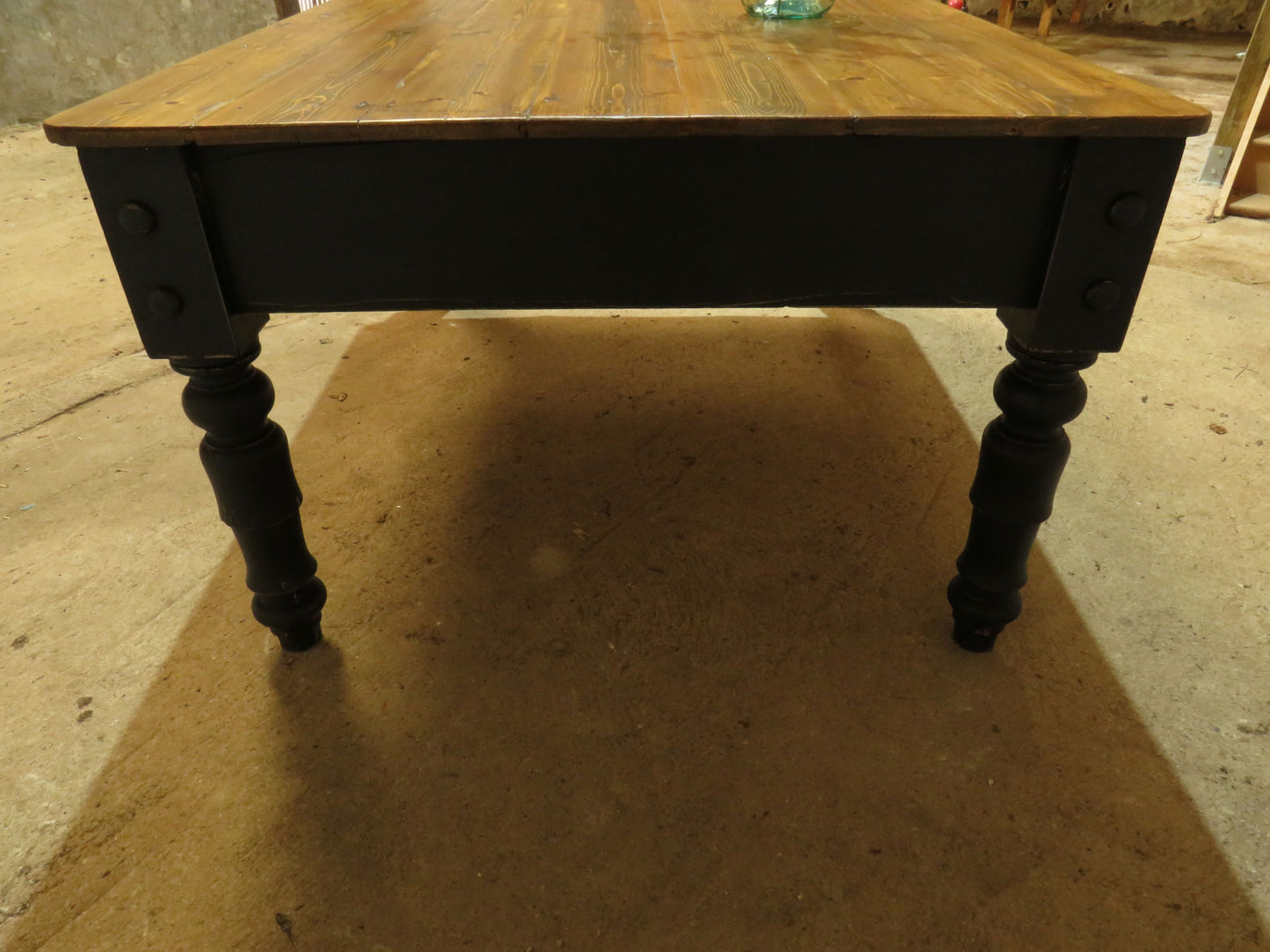 Large Dining Table with Black Base, upcycled from a billiards table