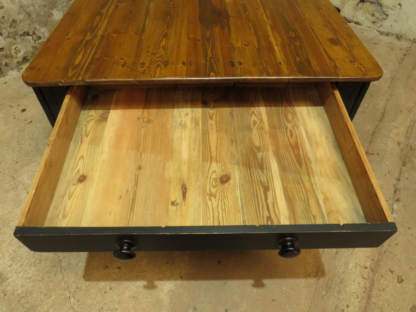 Large Dining Table with Black Base, upcycled from a billiards table